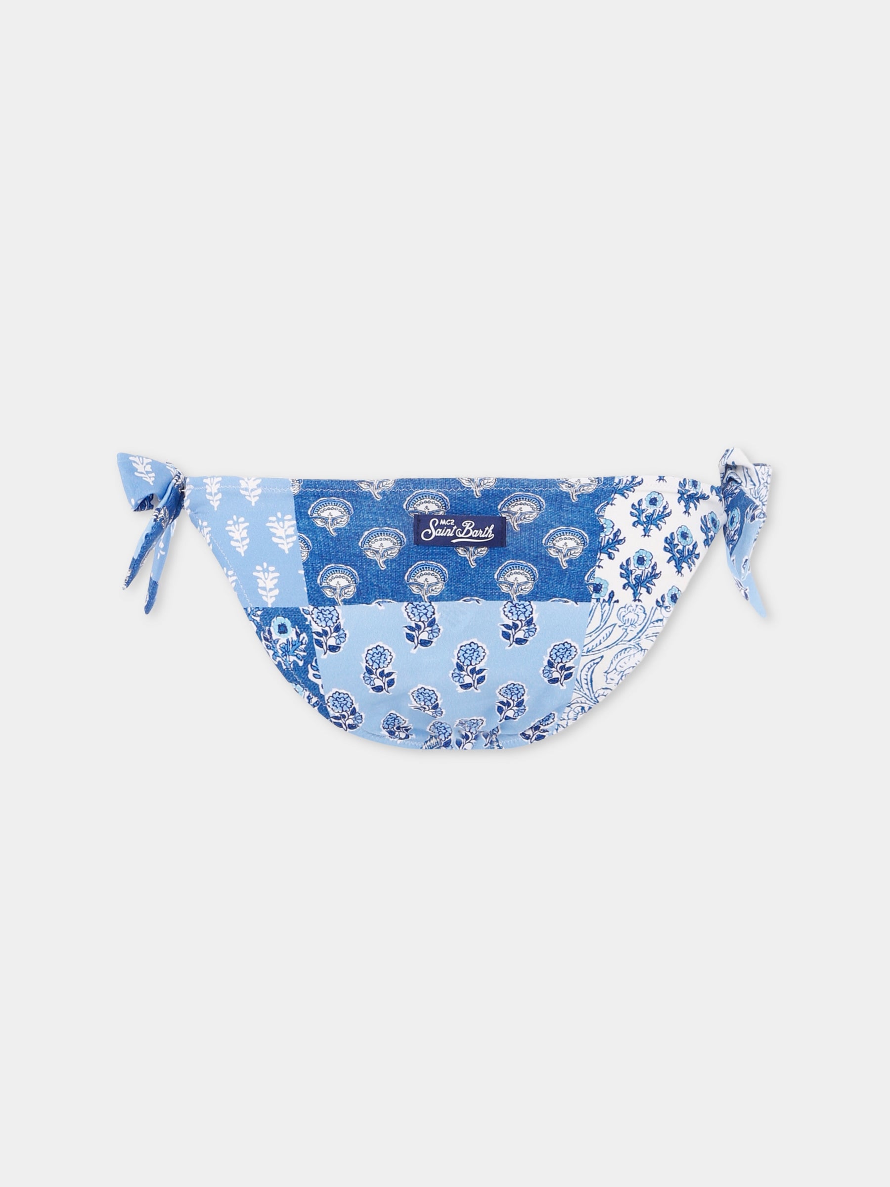 Slip mare celeste per bambina con stampa floreale,Mc2 Saint Barth,ZIP0001 01021H