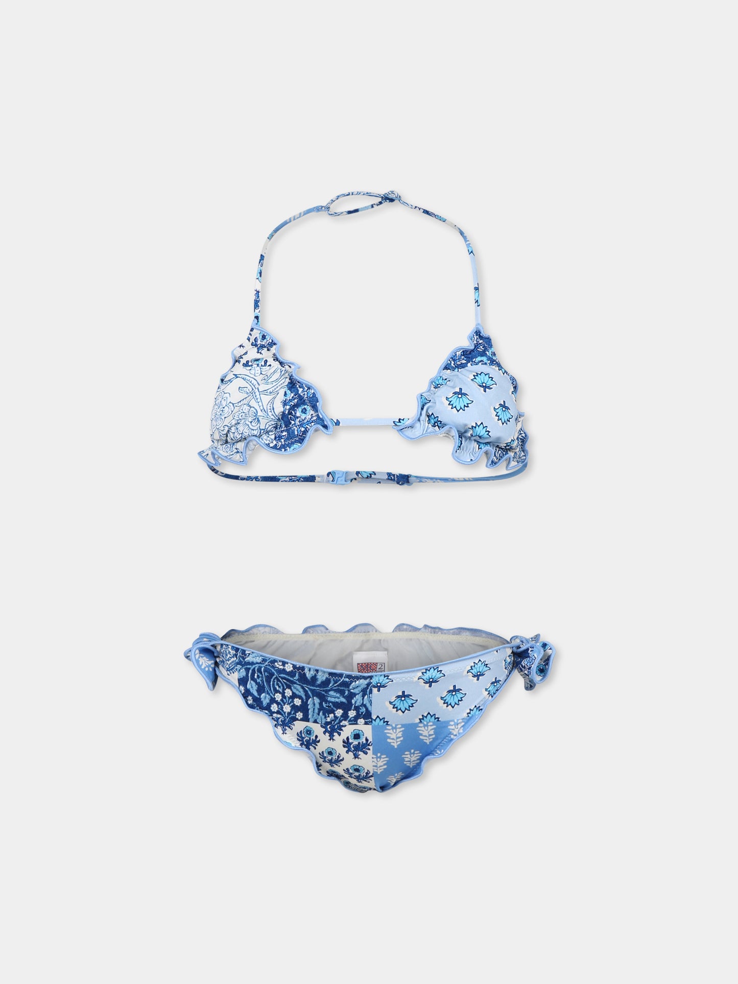 Bikini bleu clair pour fille avec imprimé floral