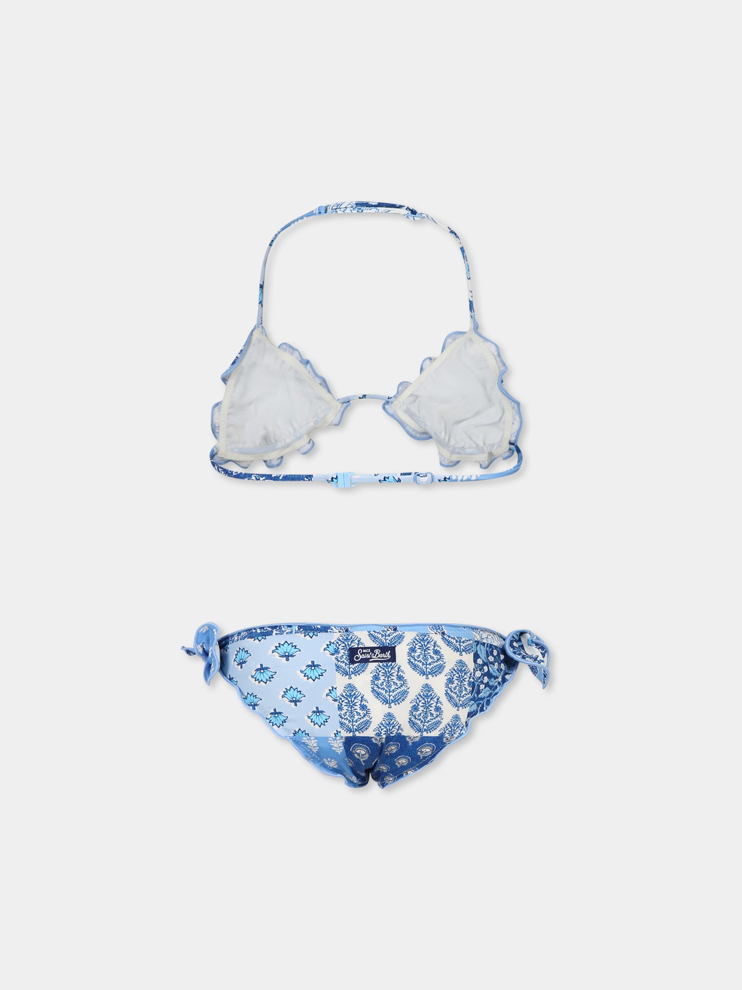 Bikini bleu clair pour fille avec imprimé floral