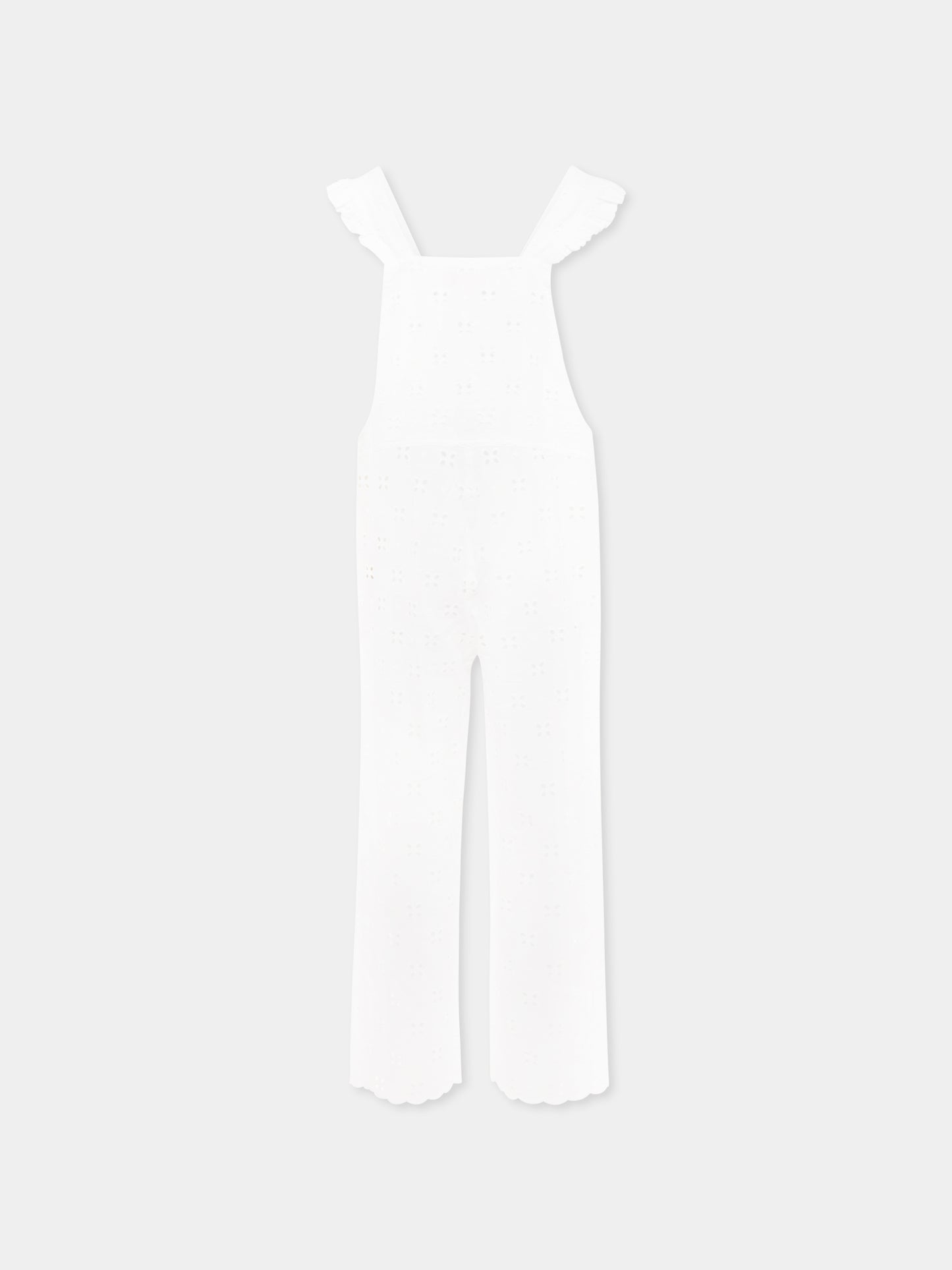 Salopette blanche pour fille avec fleurs