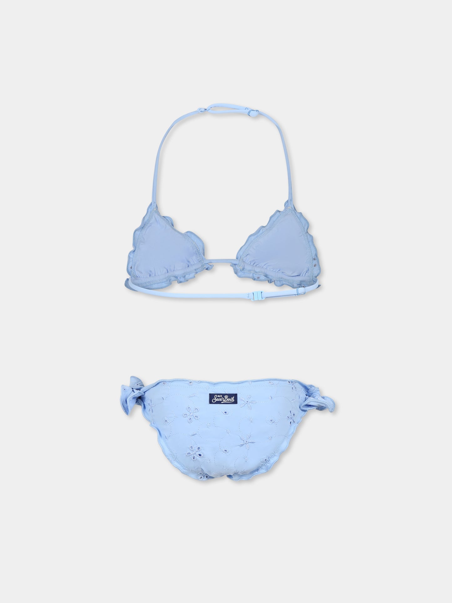 Bikini bleu clair pour fille avec fleurs