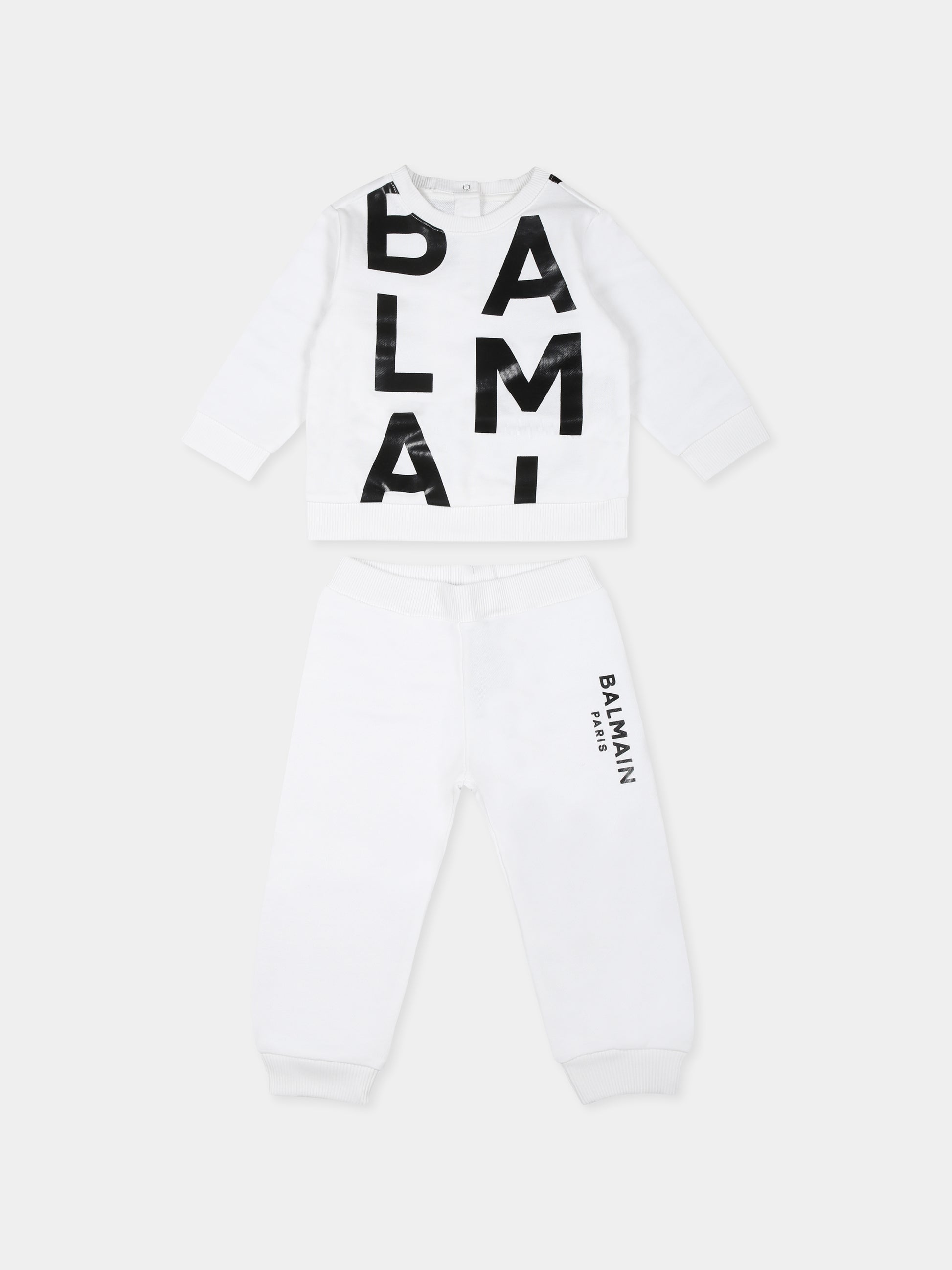 Completo bianco per neonati con logo,Balmain Kids,BU3630 Z1753 100