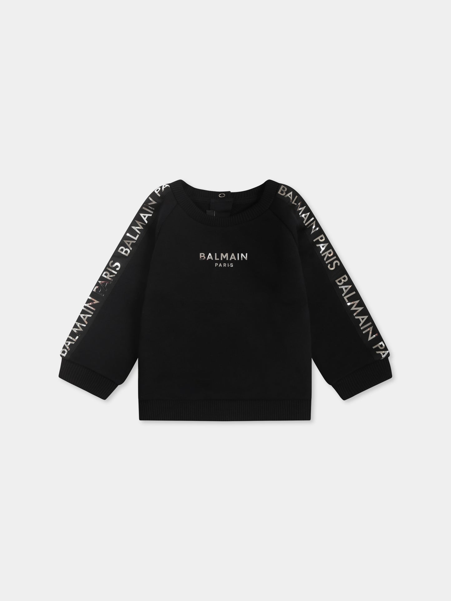 Felpa nera per neonati con logo,Balmain Kids,BU4500 Z1753 930AG