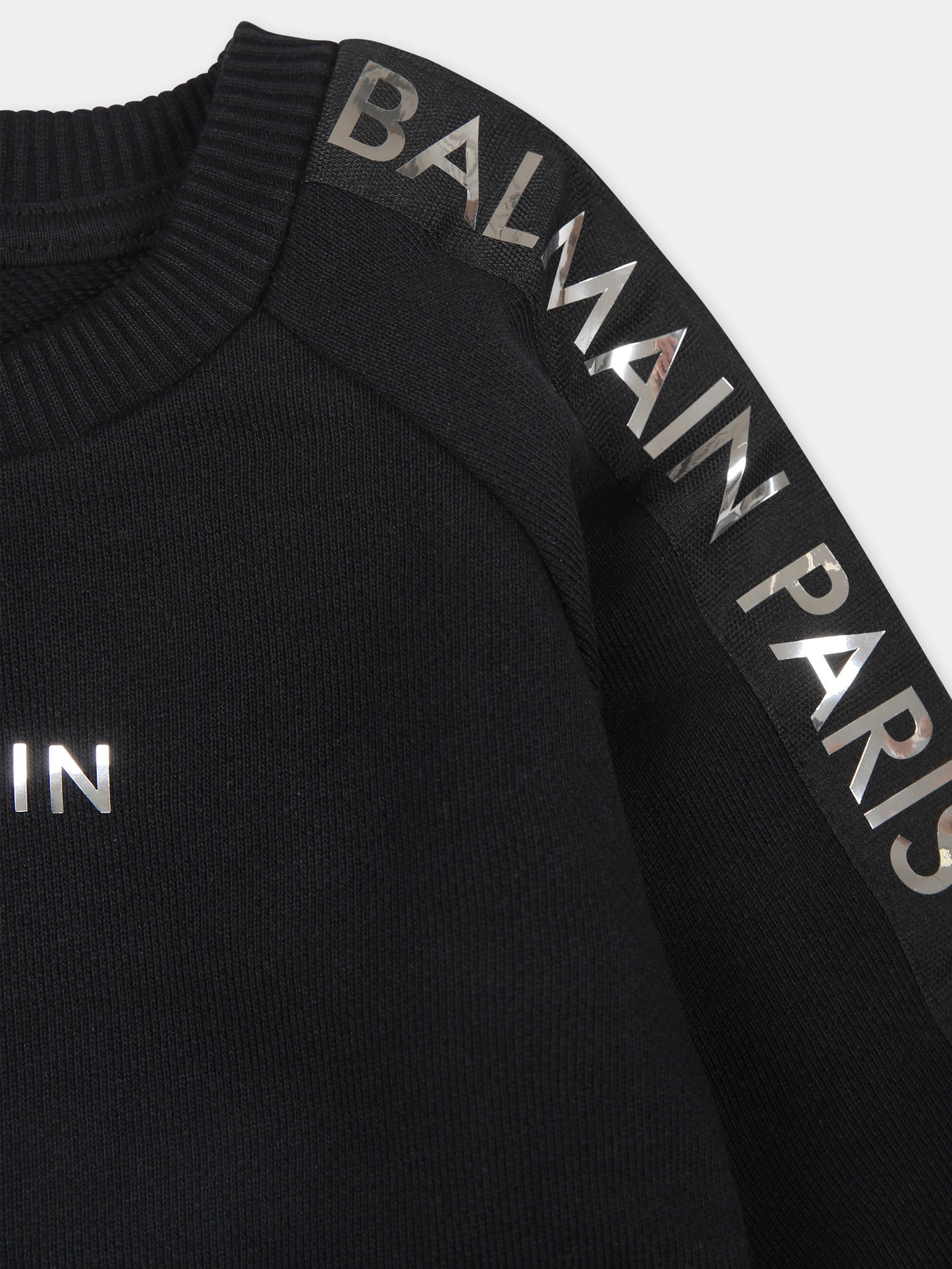 Felpa nera per neonati con logo,Balmain Kids,BU4500 Z1753 930AG