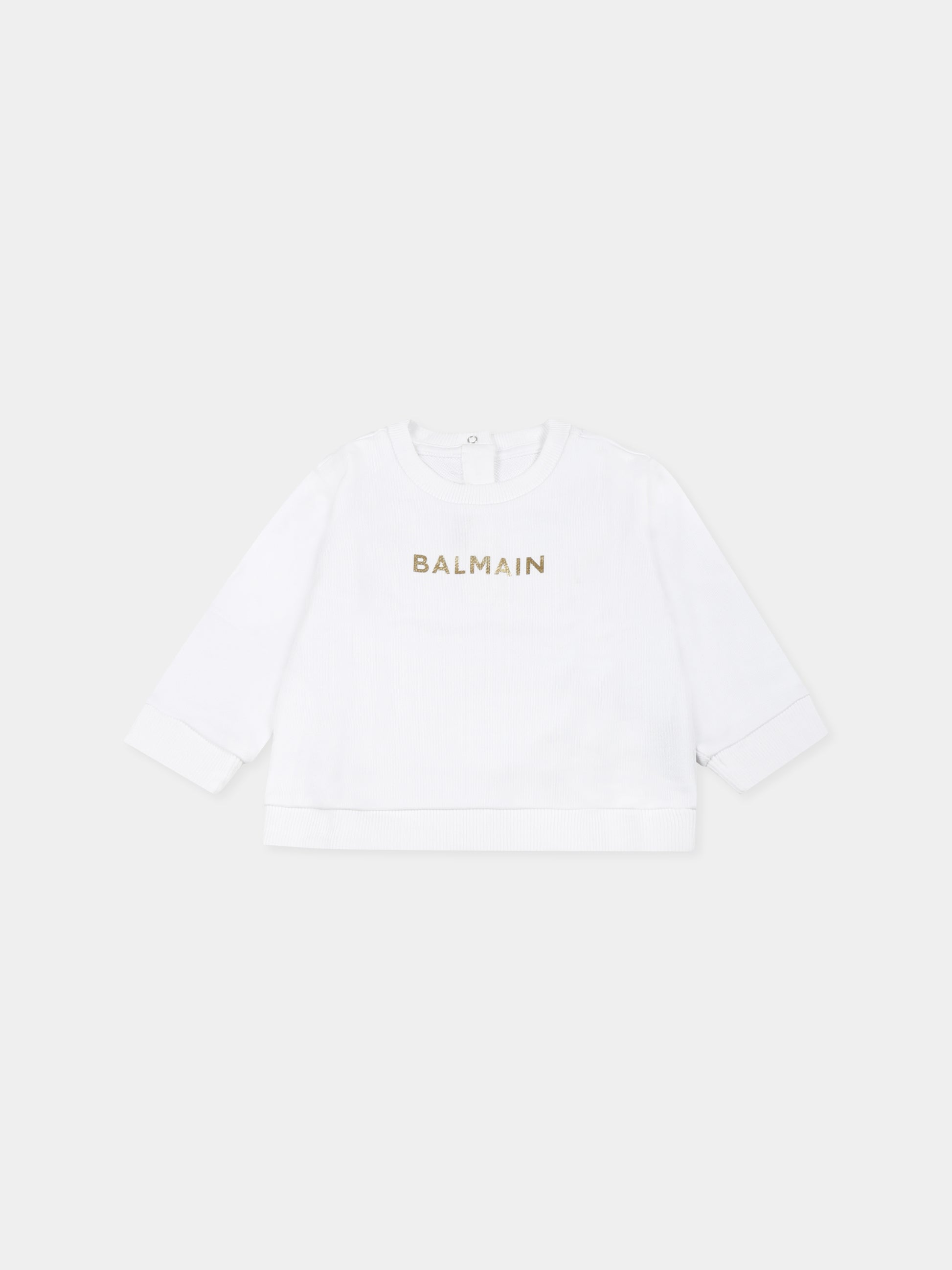 Felpa bianca per neonati con logo,Balmain Kids,BU4600 Z0081 100OR