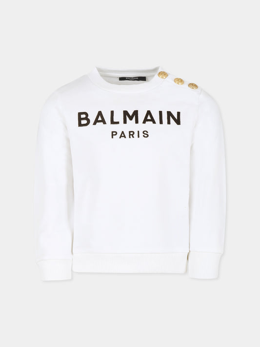 Sweat blanc pour fille avec logo