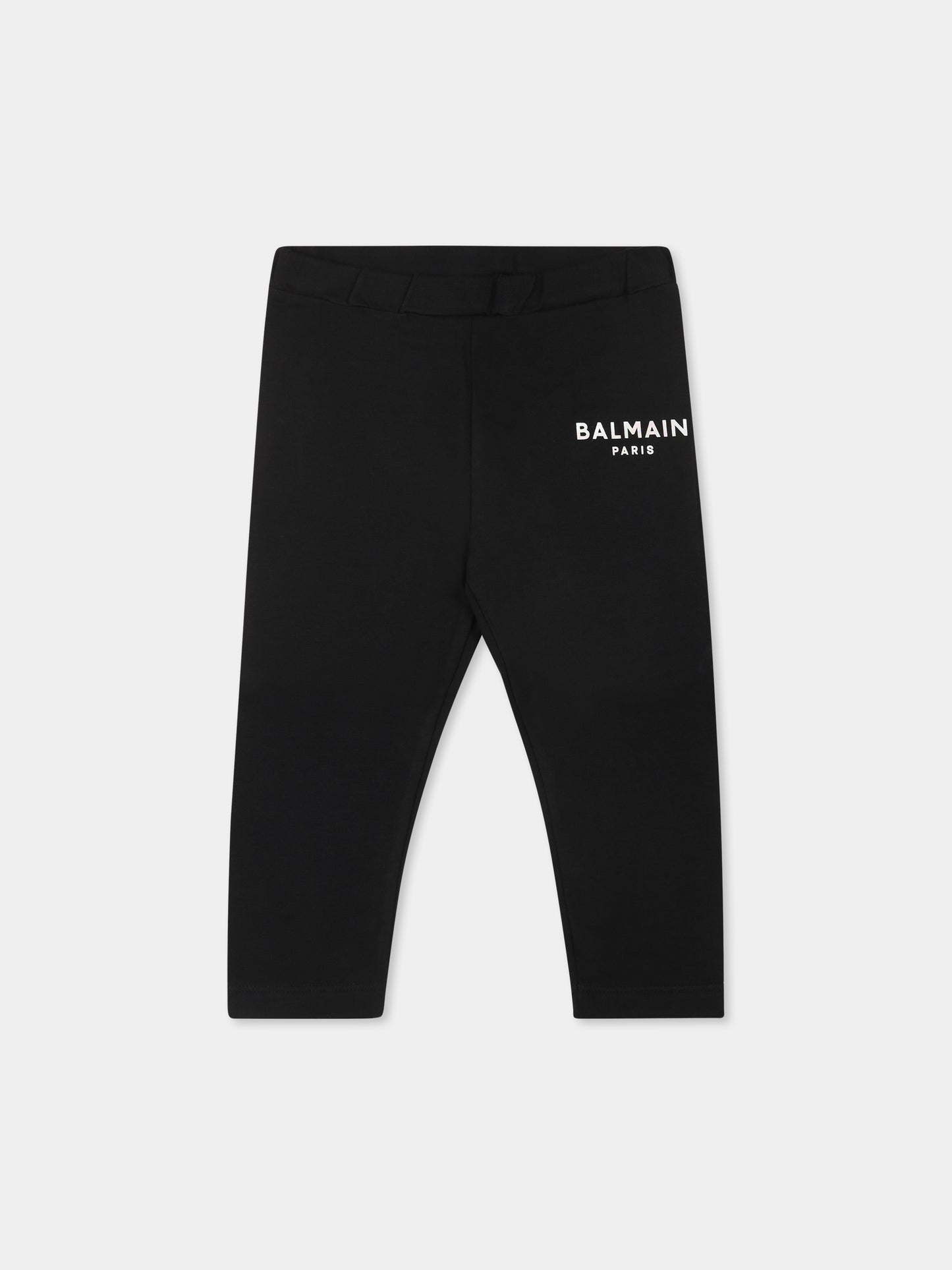 Leggings neri per neonata con logo,Balmain Kids,BU6030 Z1883 930