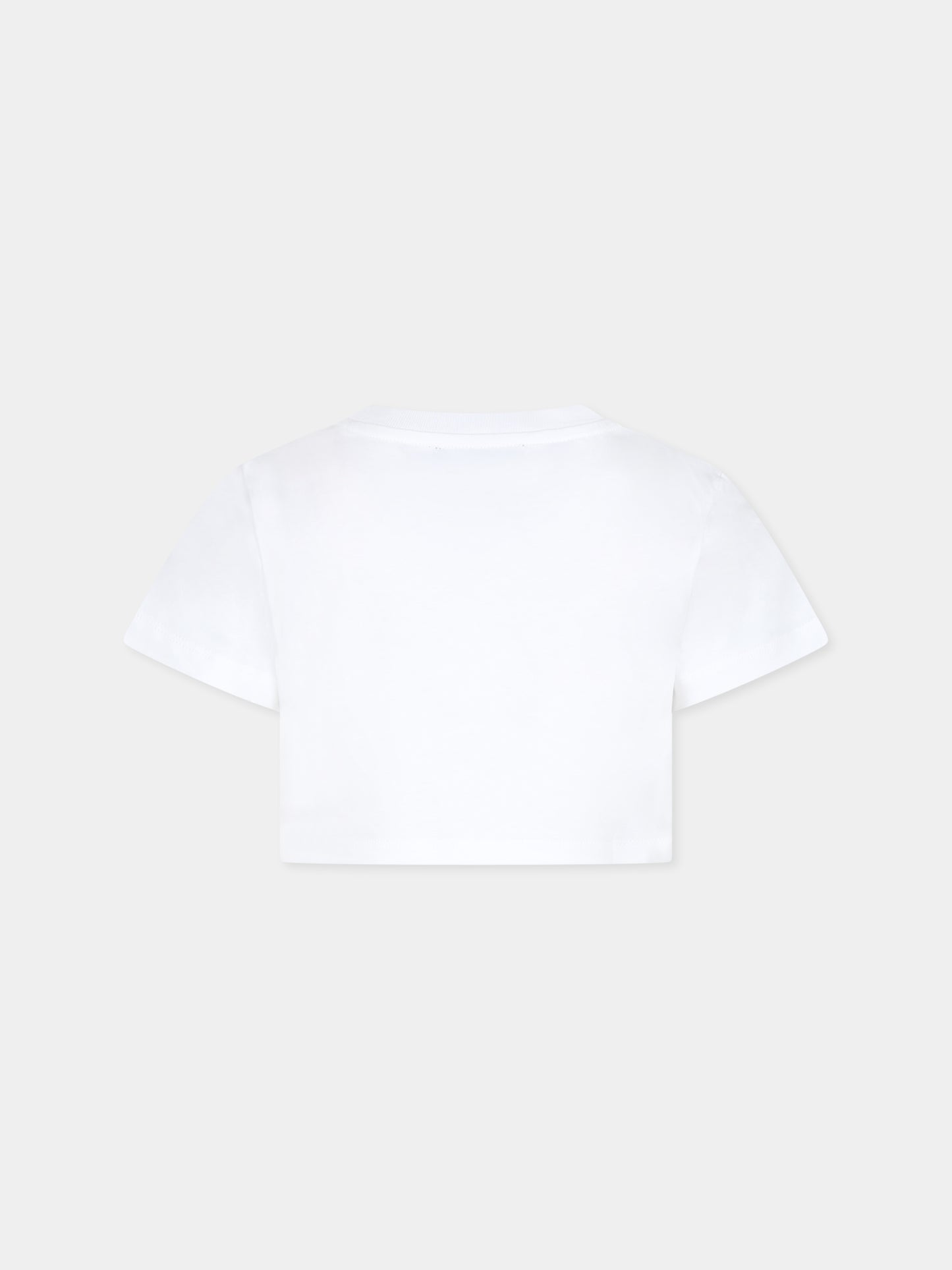 T-shirt court blanc pour fille avec logo