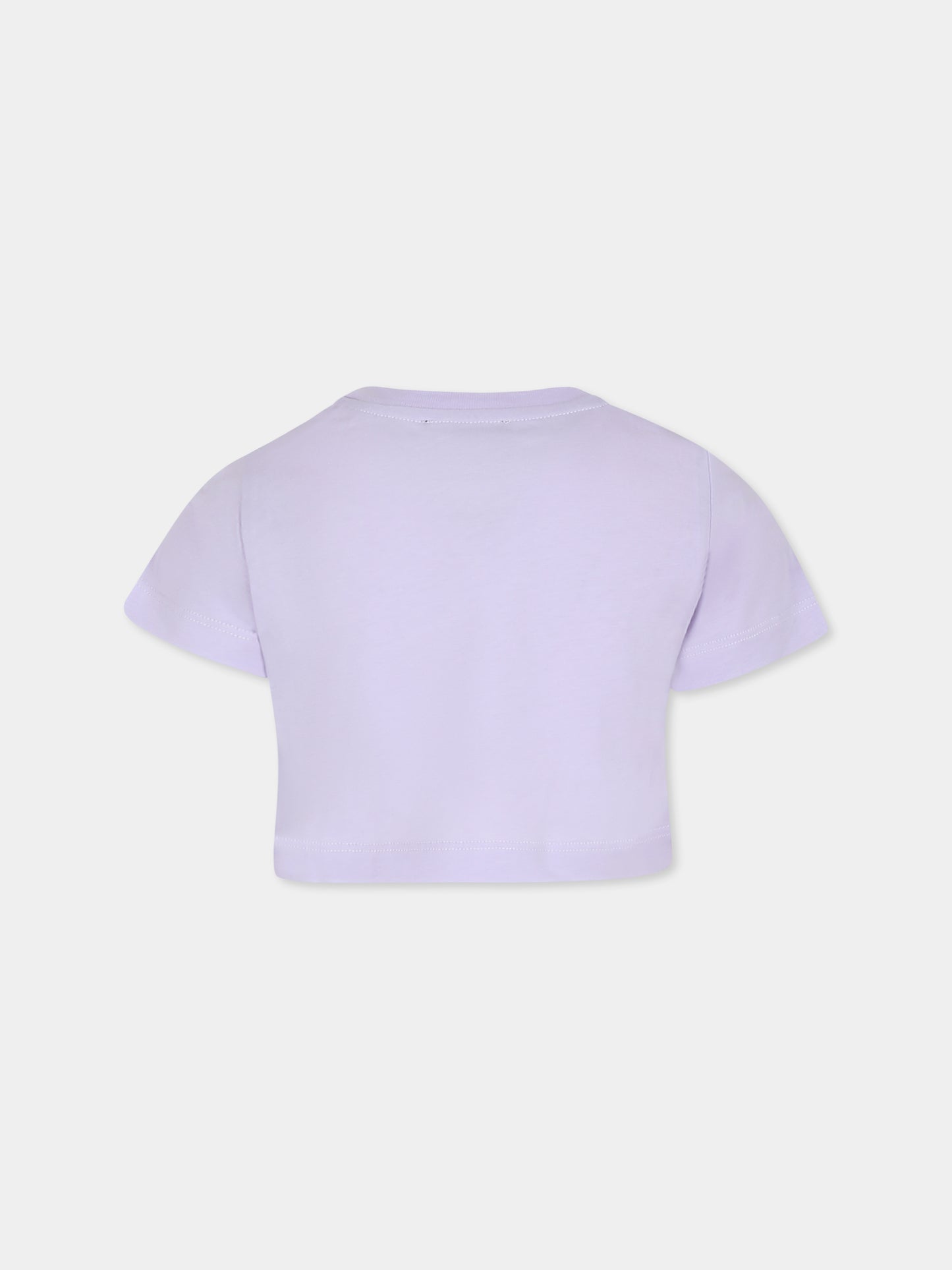 T-shirt court violet pour fille avec logo