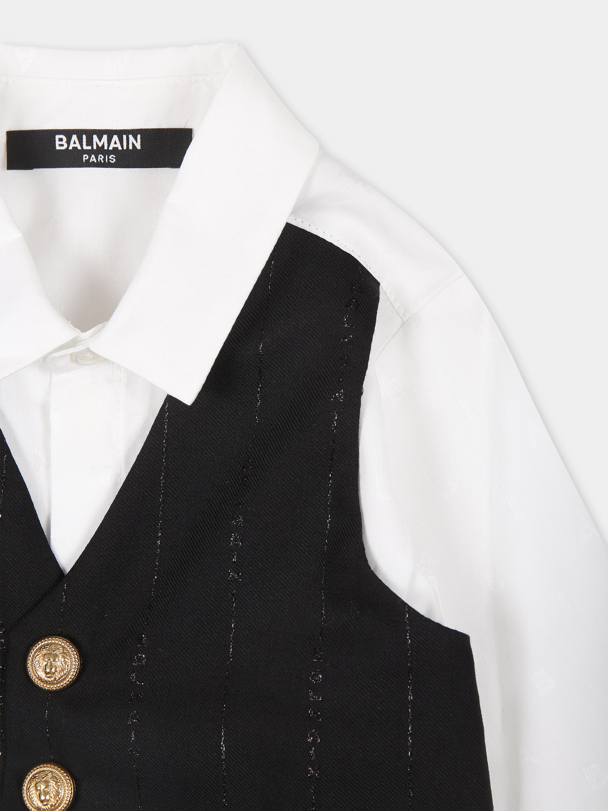 Completo nero per neonato con logo,Balmain Kids,BUA52B I0195 930BC