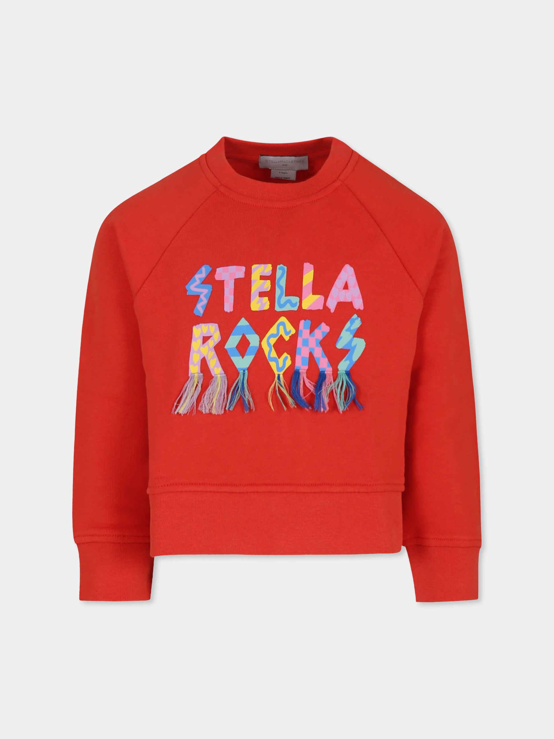 Felpa crop rossa per bambina con logo,Stella Mccartney Kids,TU4B60 Z0499 421