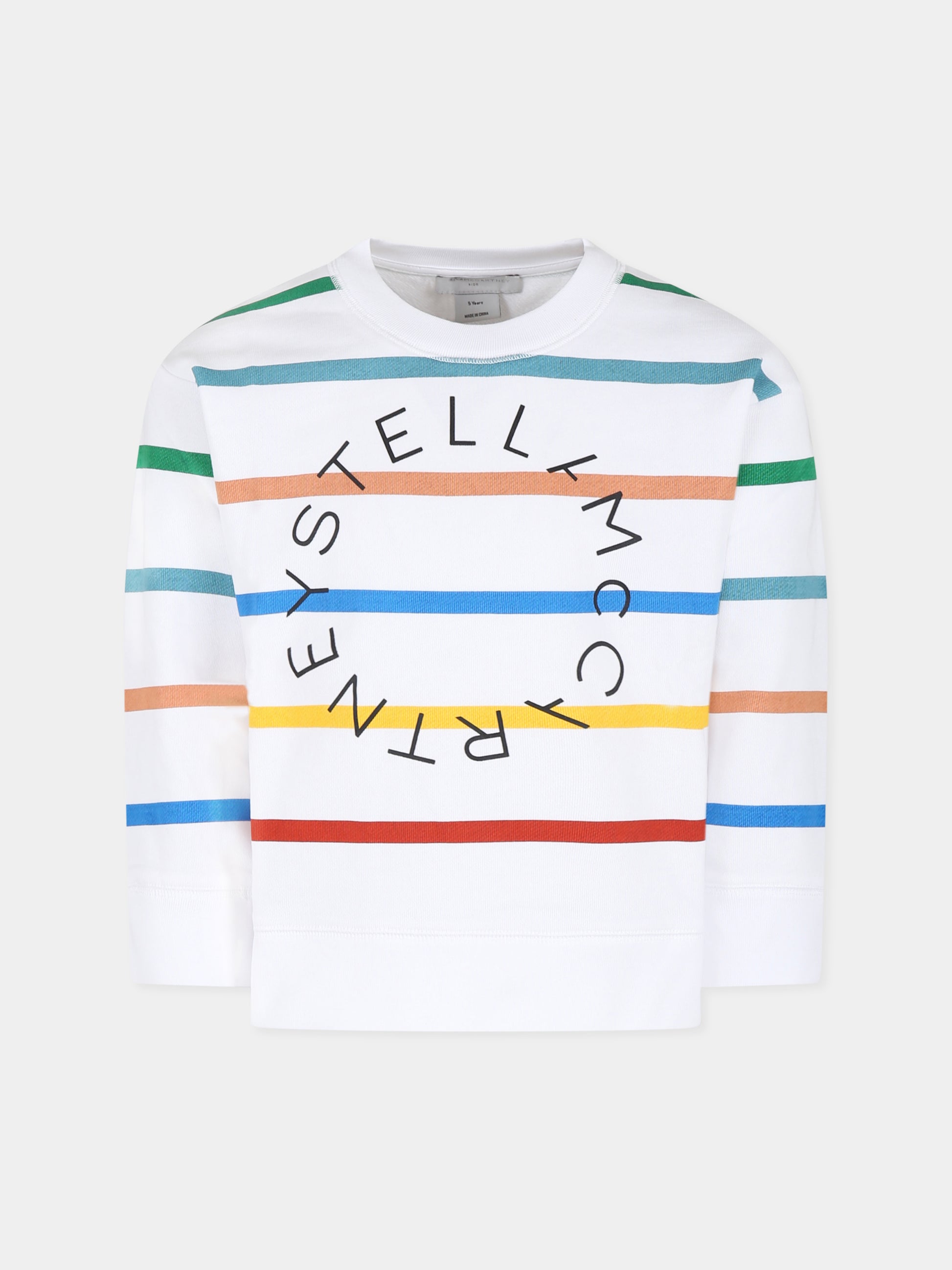 Felpa bianca per bambino con logo,Stella Mccartney Kids,TU4Q10 Z1741 100MC