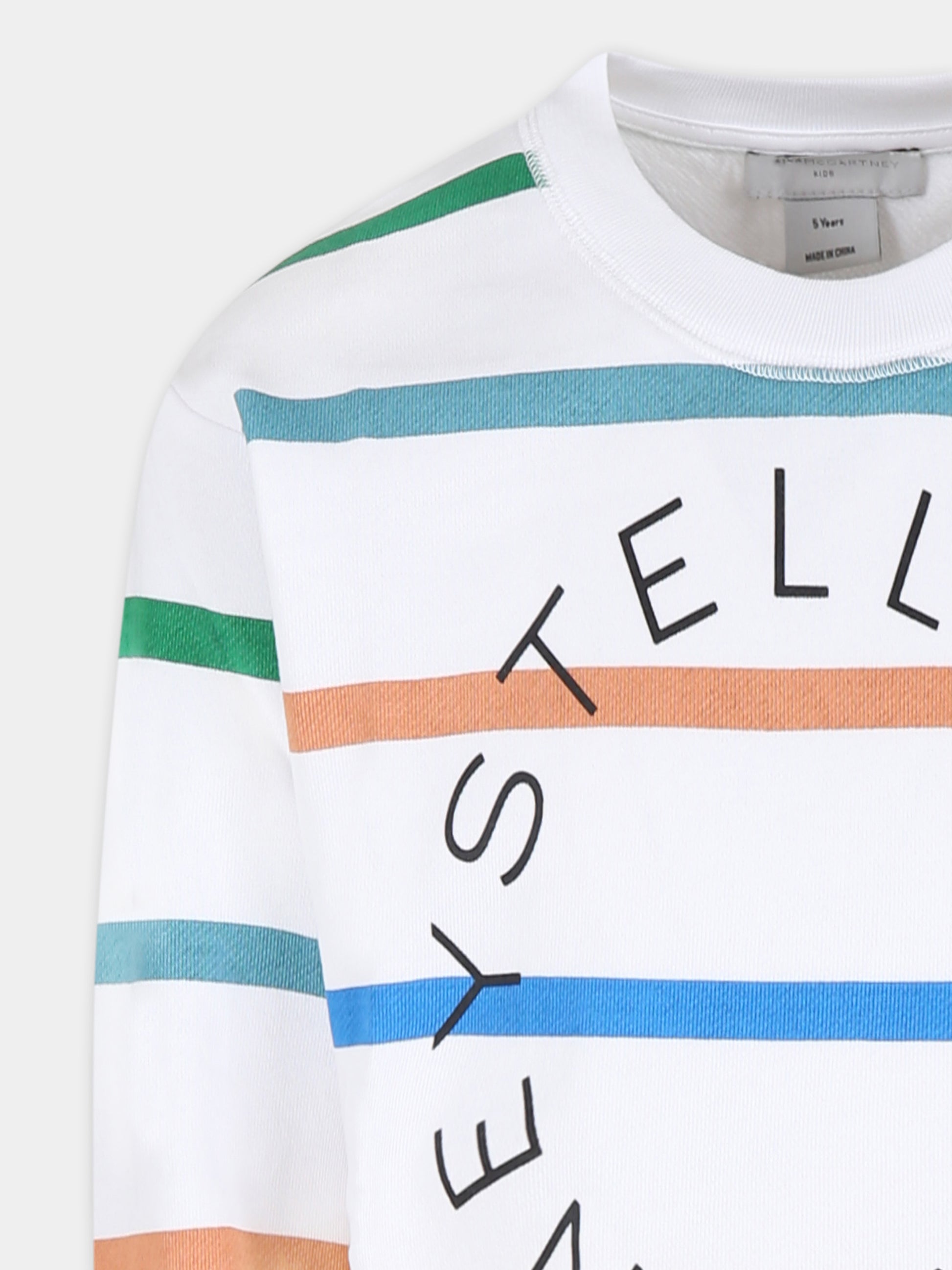 Felpa bianca per bambino con logo,Stella Mccartney Kids,TU4Q10 Z1741 100MC