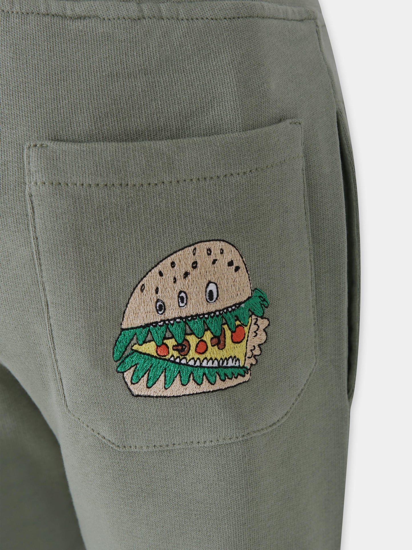 Pantalon vert pour garçon avec hamburger