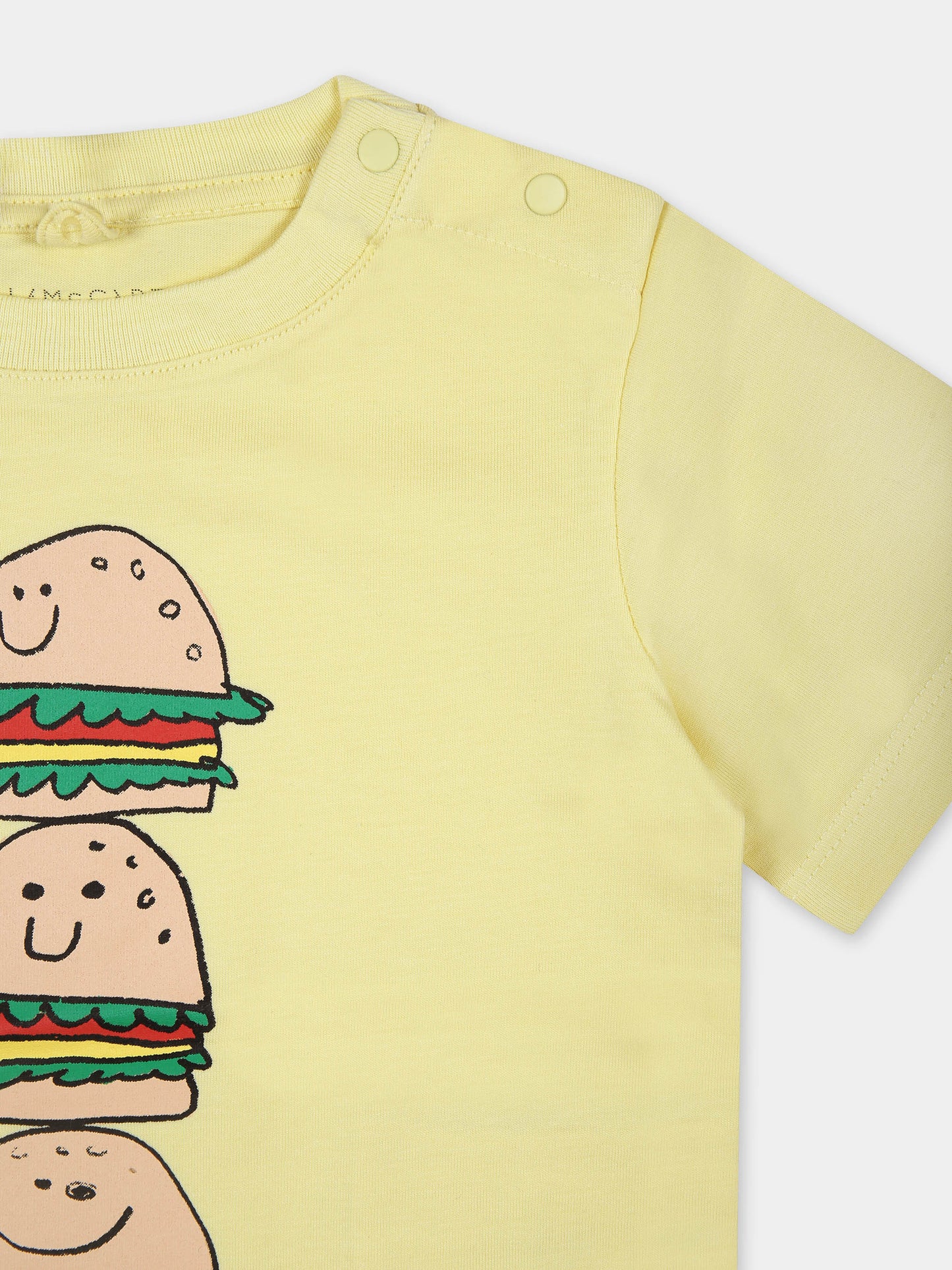 T-shirt jaune pour bébé garçon avec imprimé hamburger