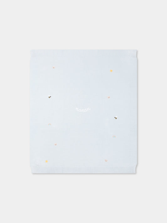 Couverture bleu clair pour bébé garçon avec abeilles