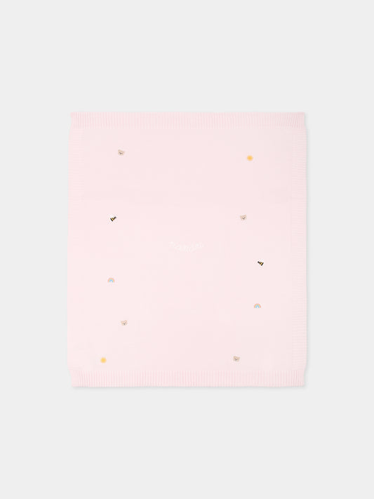 Couverture rose pour bébé fille avec abeilles