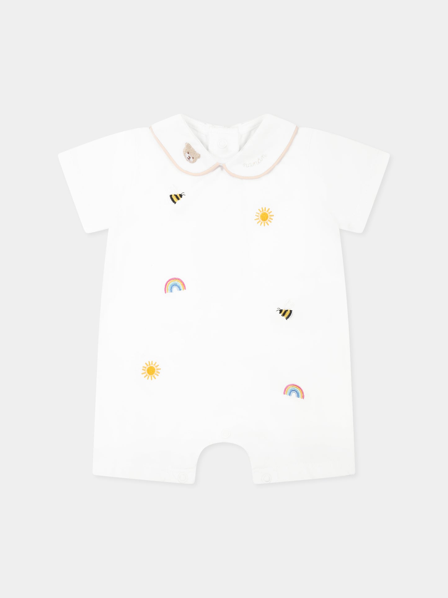Pagliaccetto bianco per neonati con api e logo,Nanán,E25011B
