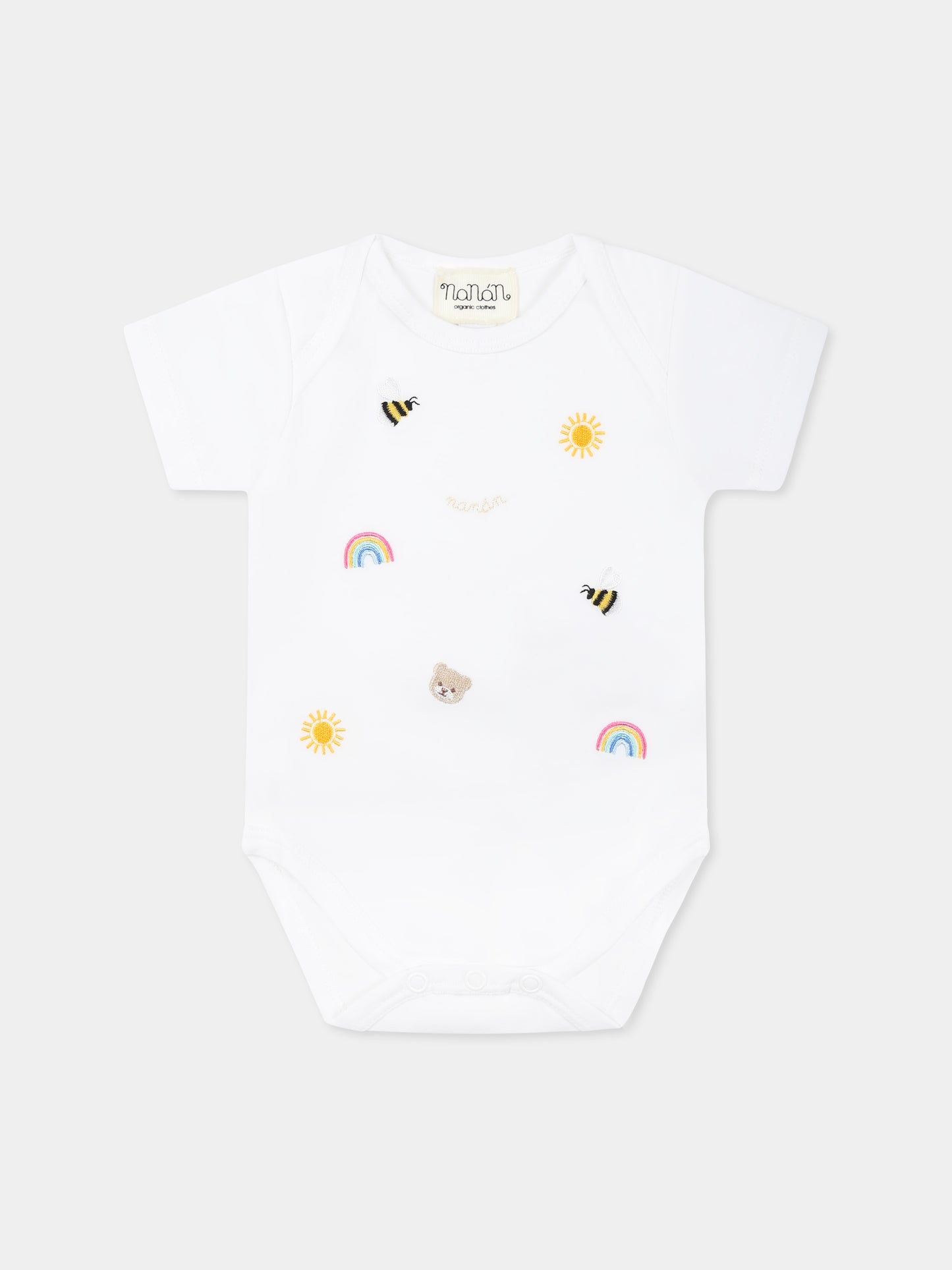 Body bianco per neonati con api e logo,Nanán,E25012B