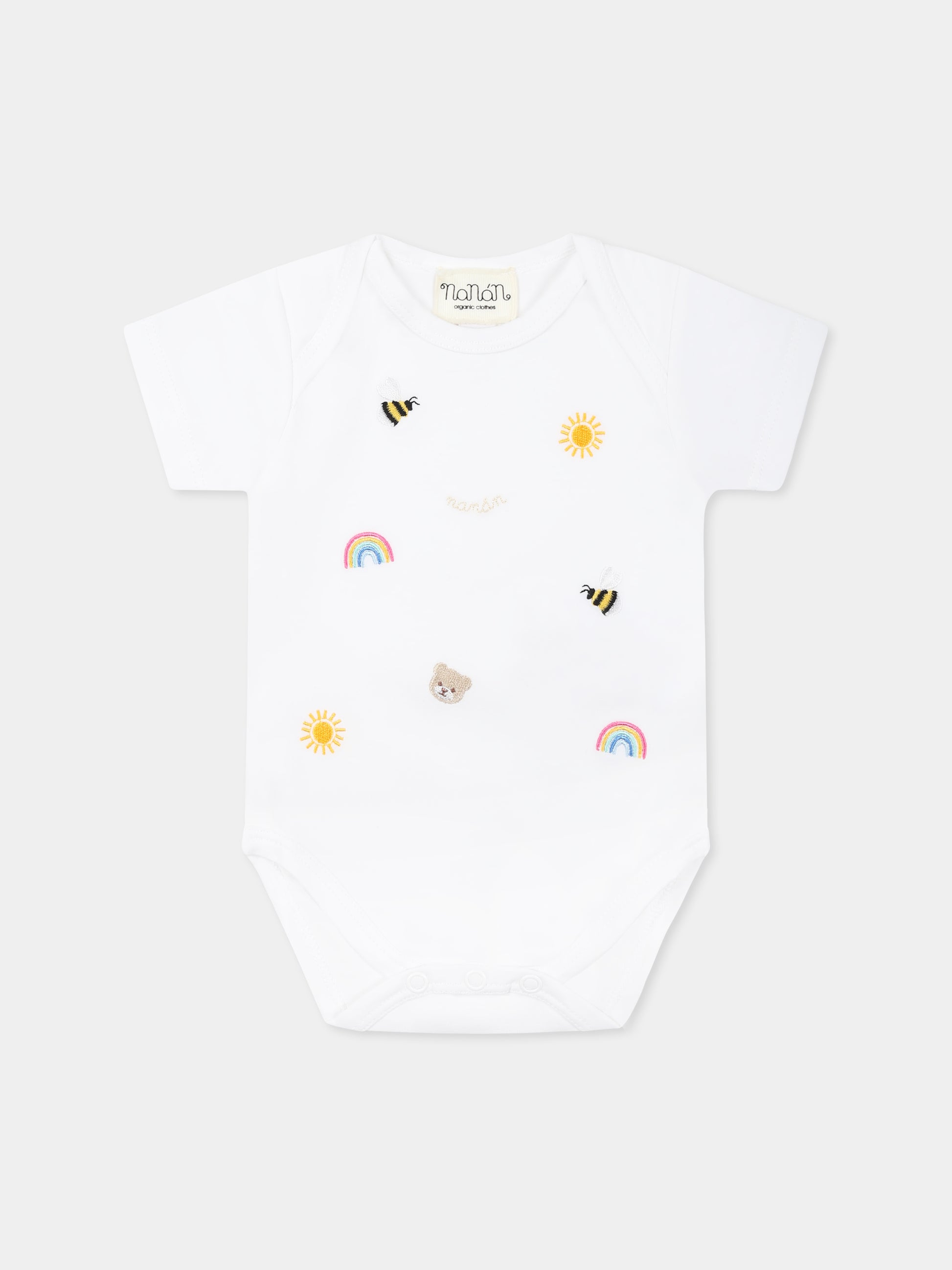 Body bianco per neonati con api e logo,Nanán,E25012B