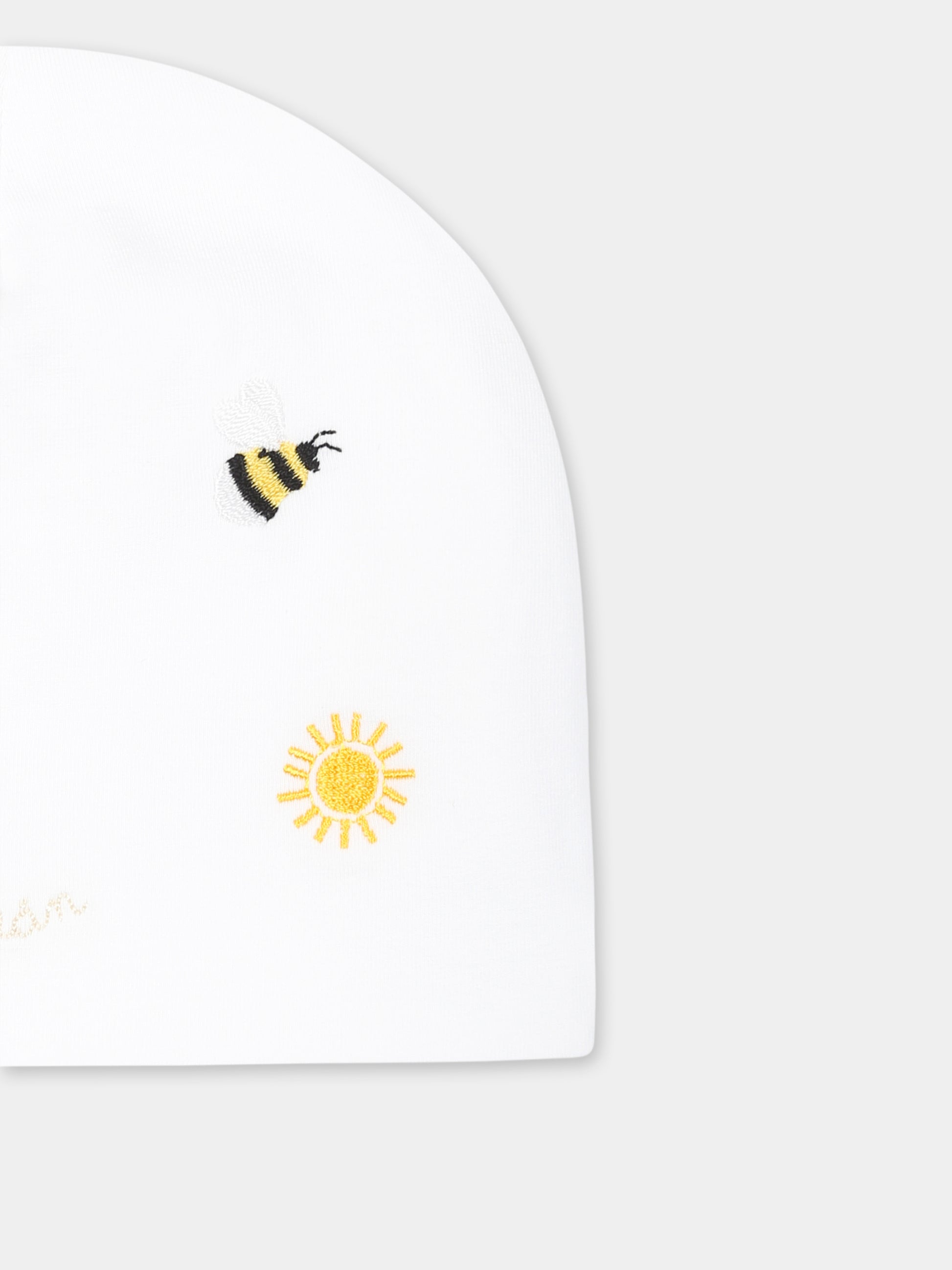 Cappello bianco per neonati con ape,Nanán,E25014B