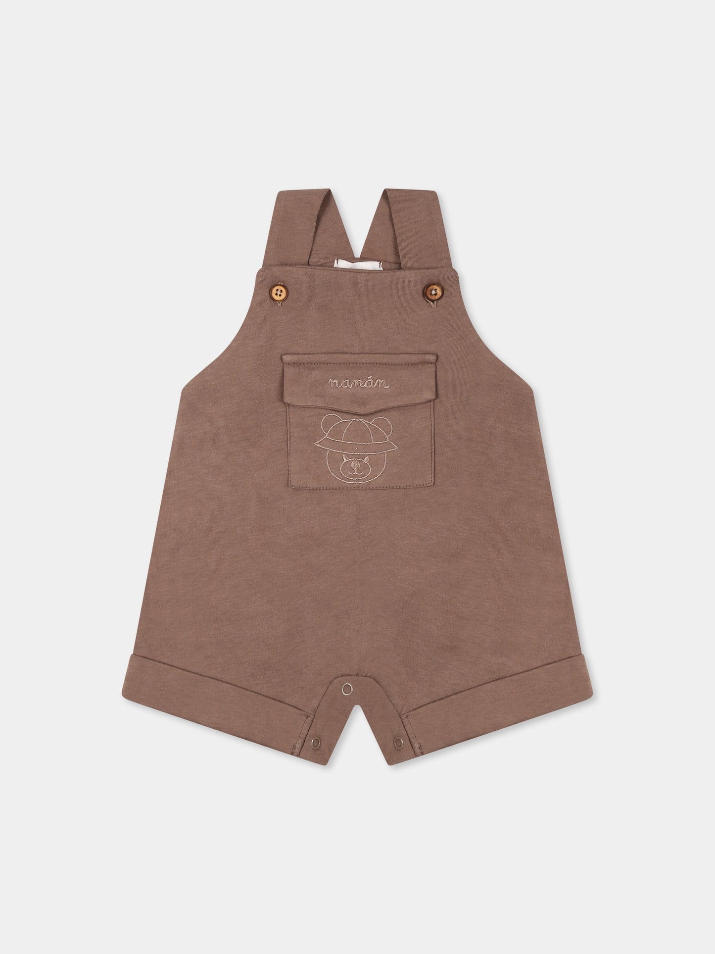 Salopette marrone per neonato con orsetto,Nanán,E25104M