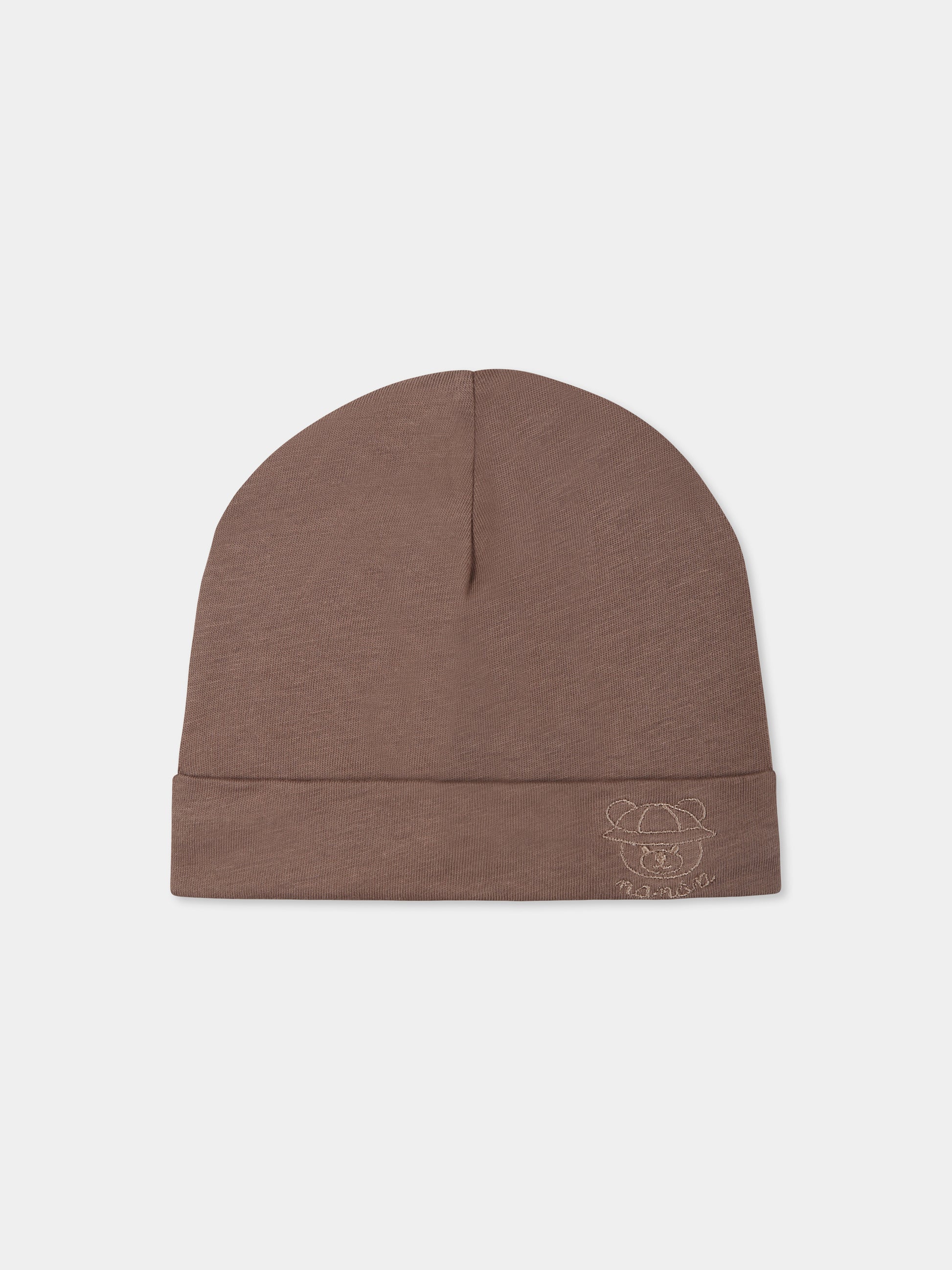 Cappello marrone per neonato con orsetto,Nanán,E25109M