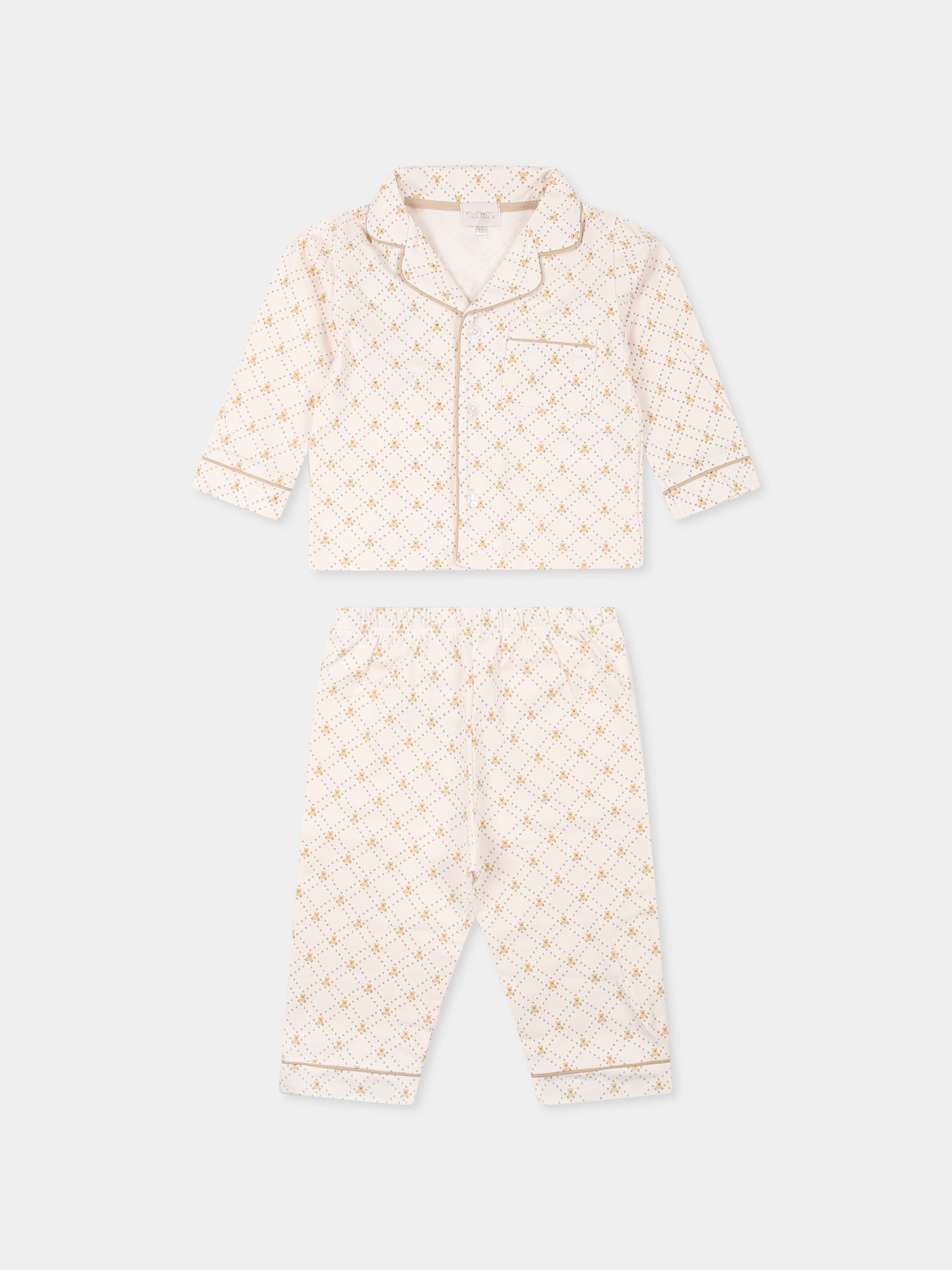 Pigiama rosa per neonata con orsetti all over,Nanán,E25178R