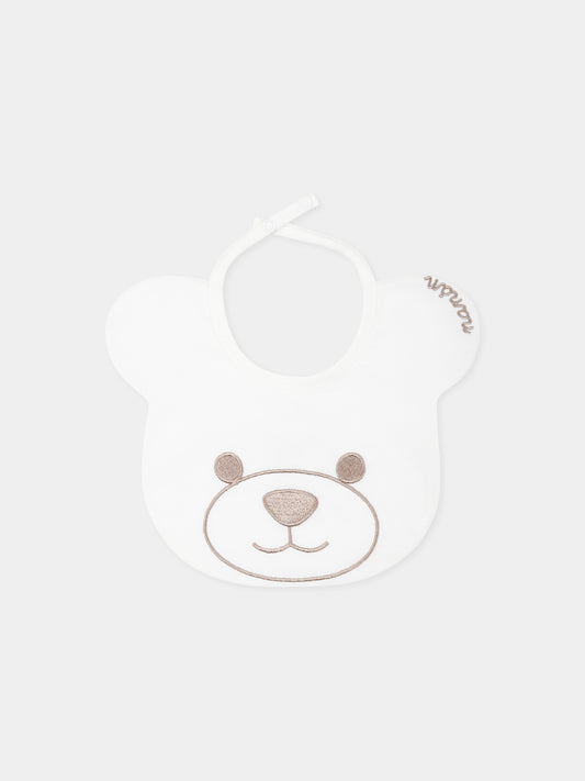 Bavaglino bianco per neonati con orso,Nanán,E25110B