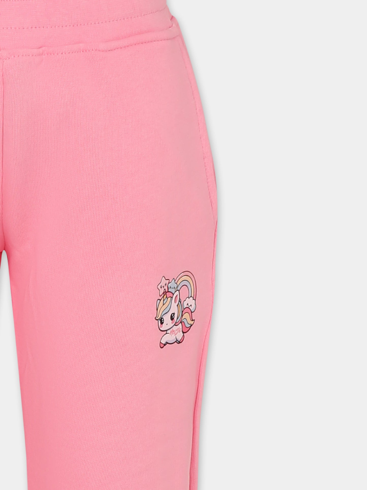 Pantaloni rosa per bambina con unicorno,Mousse Kids,SKPF372P