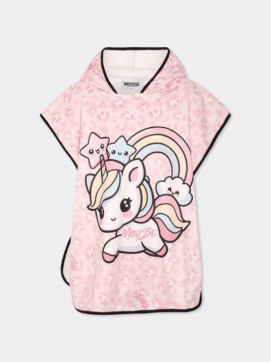 Accappatoio rosa per bambina con unicorno,Mousse Kids,SKPH372