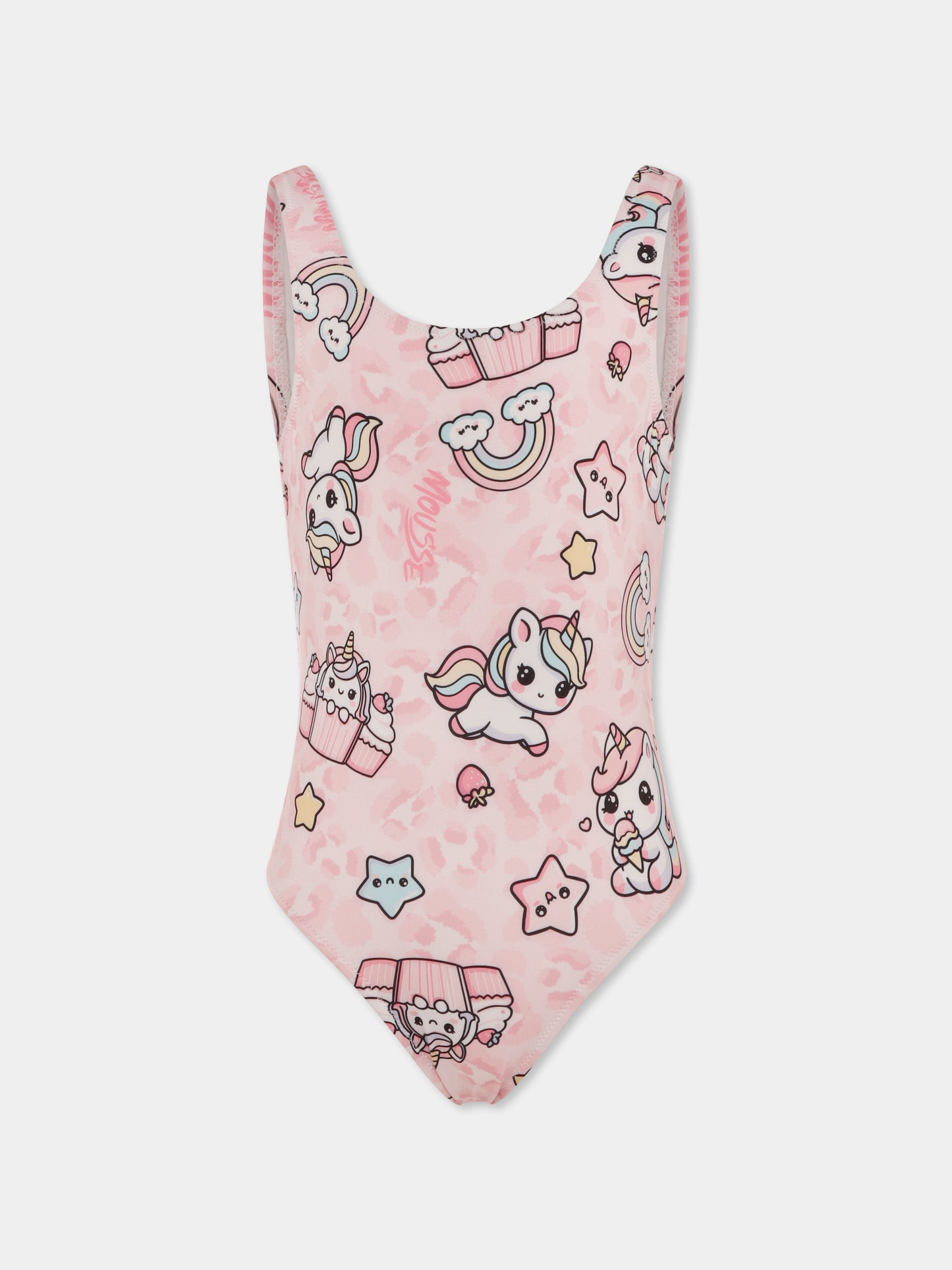 Maillot de bain rose pour fille avec licorne