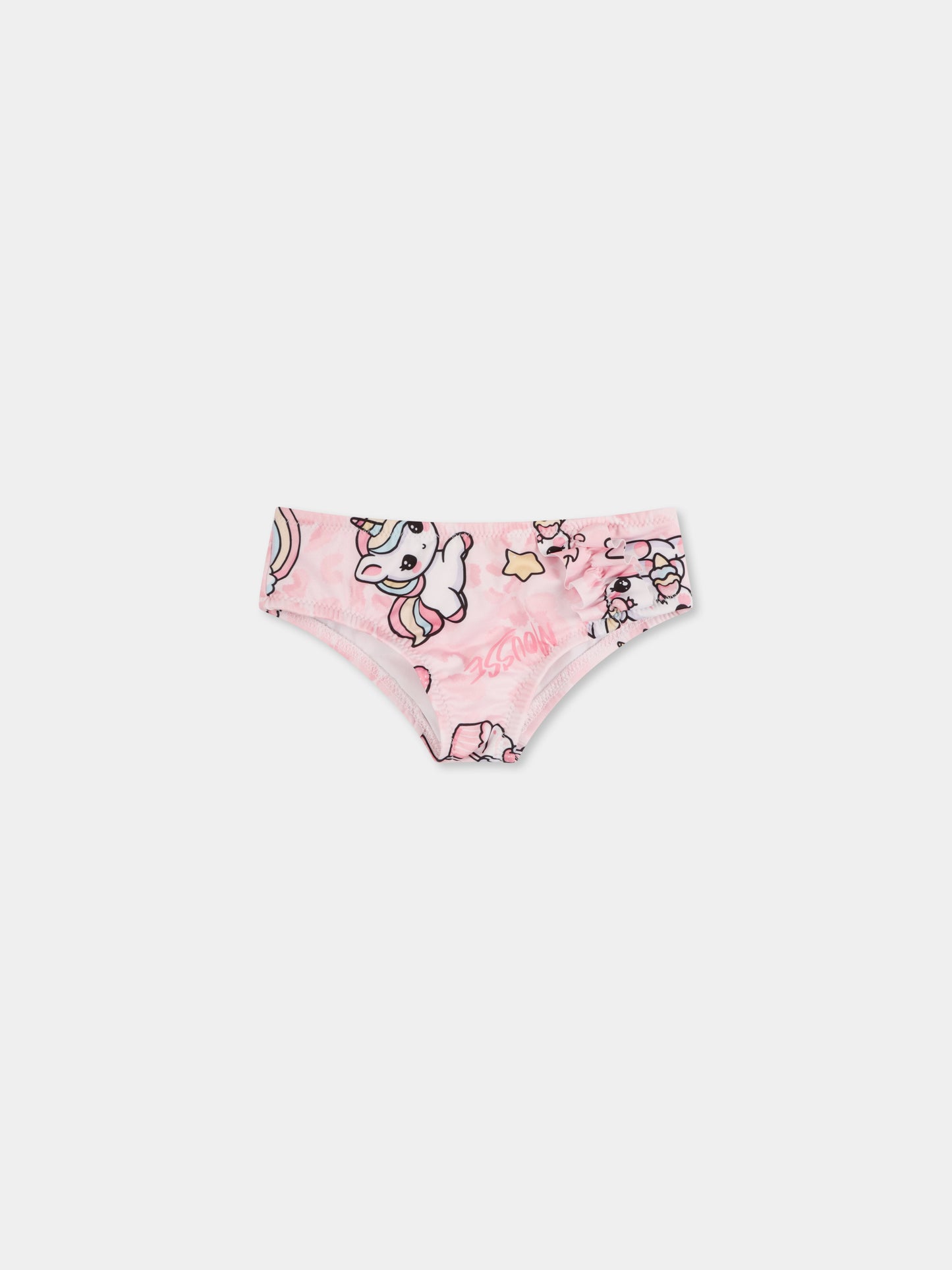 Slip de bain rose pour bébé fille avec licorne