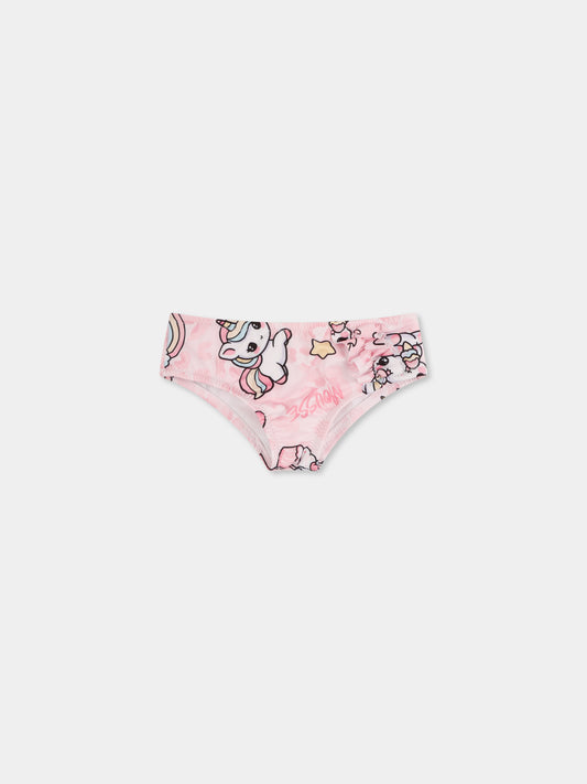 Slip de bain rose pour bébé fille avec licorne