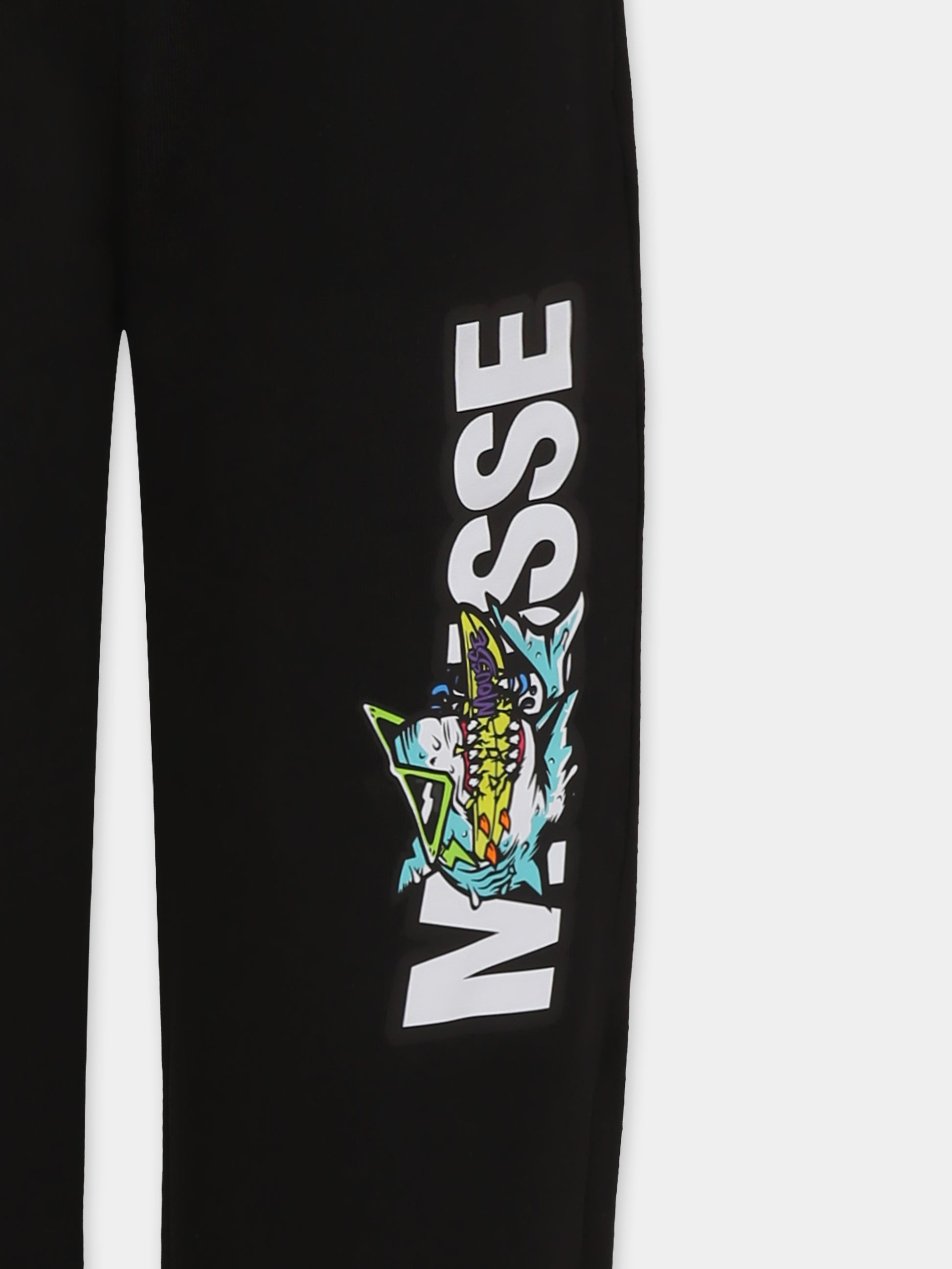 Pantaloni neri per bambino con logo,Mousse Kids,SKPC382B