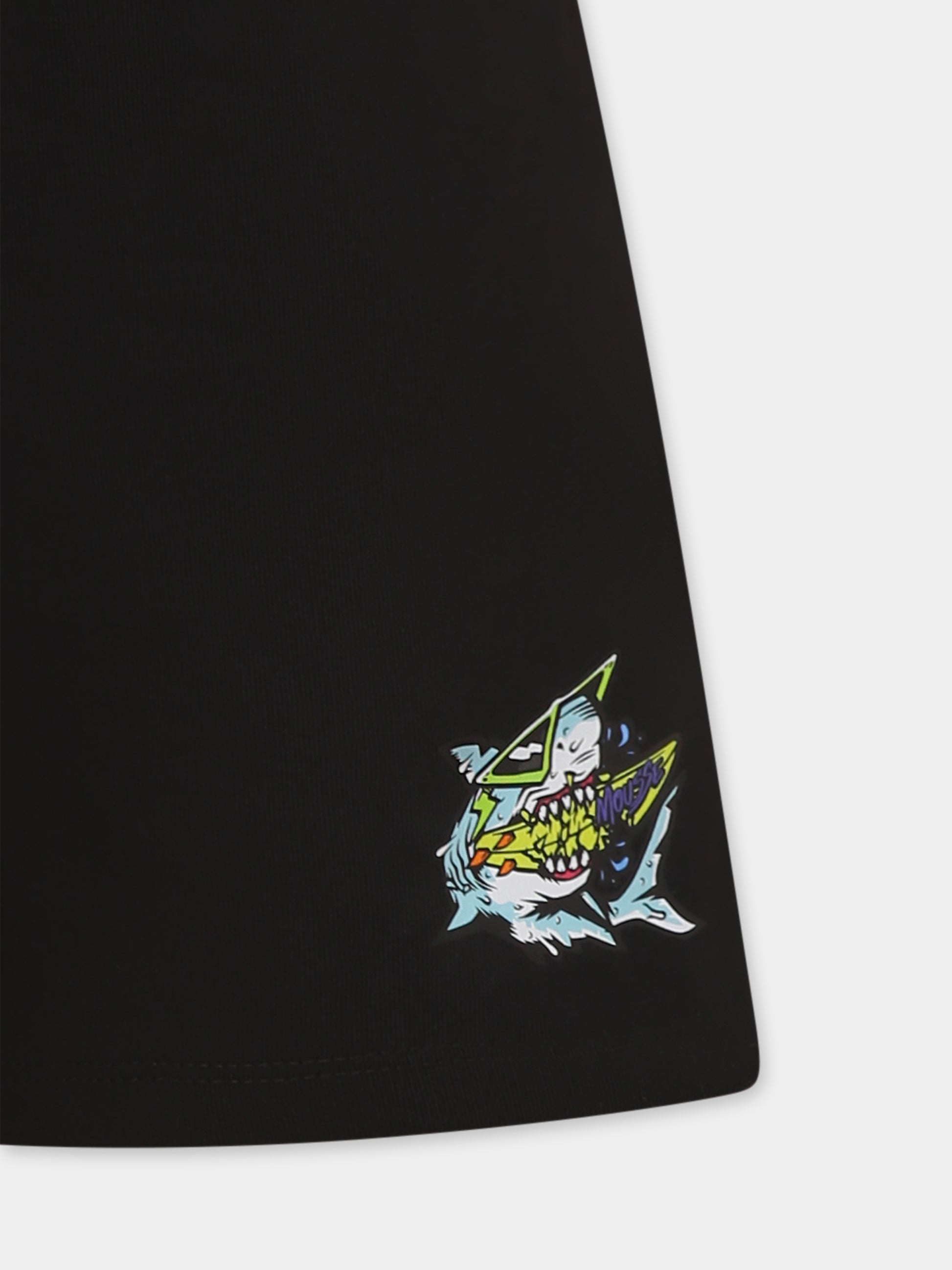 Shorts neri per bambino con squalo,Mousse Kids,SKBSF382B