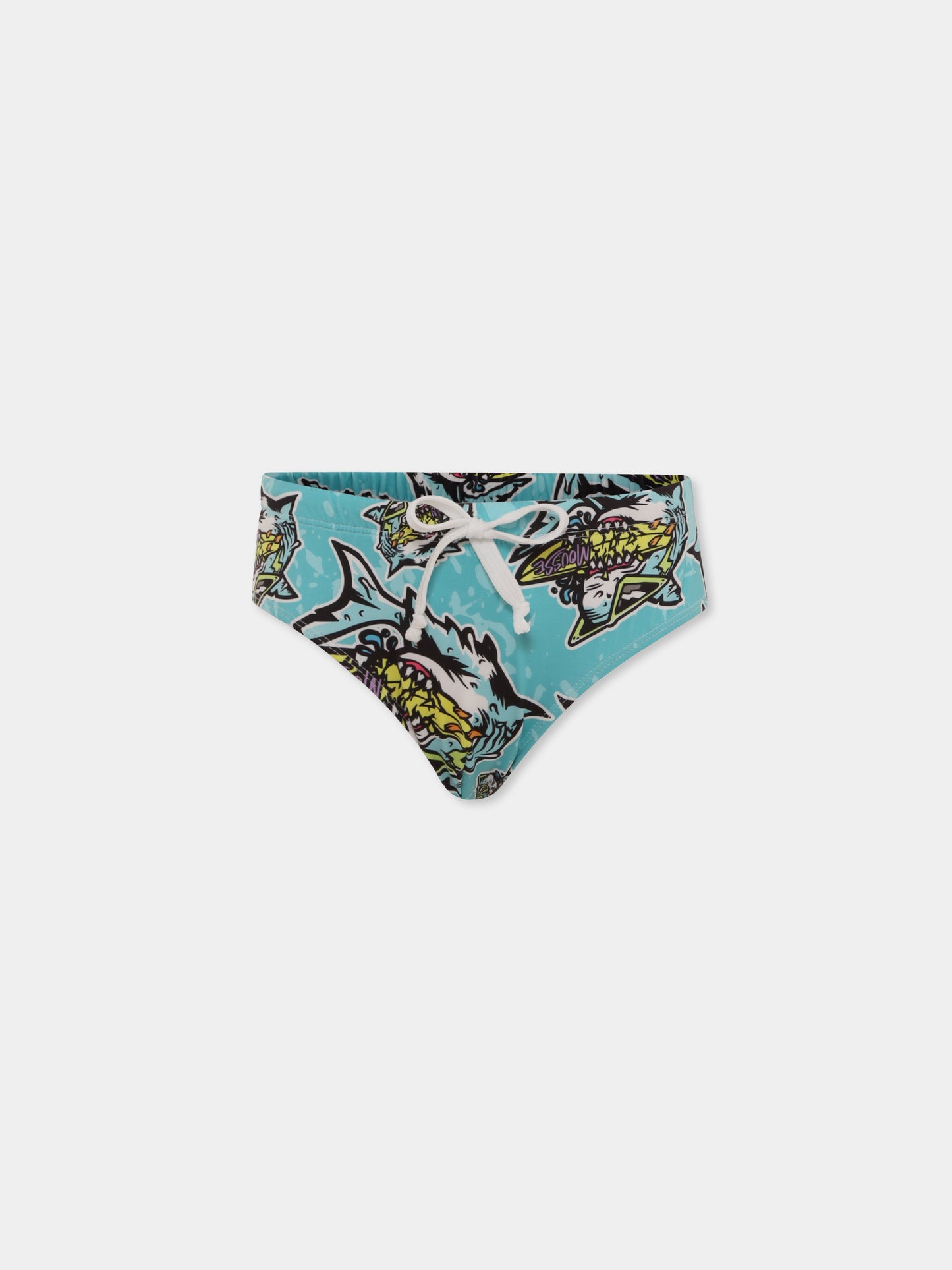 Slip de bain bleu clair pour garçon avec requin