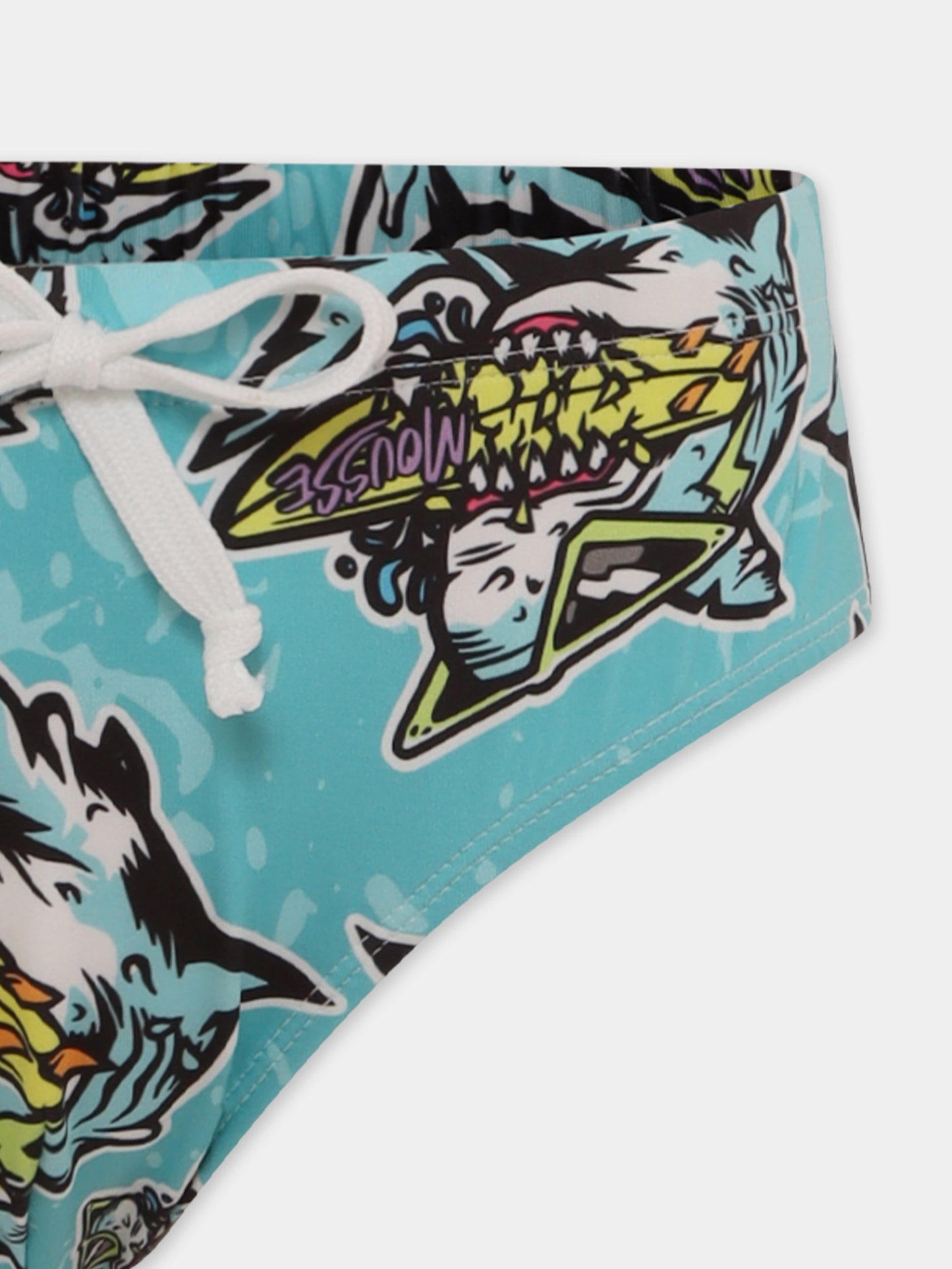 Slip de bain bleu clair pour garçon avec requin