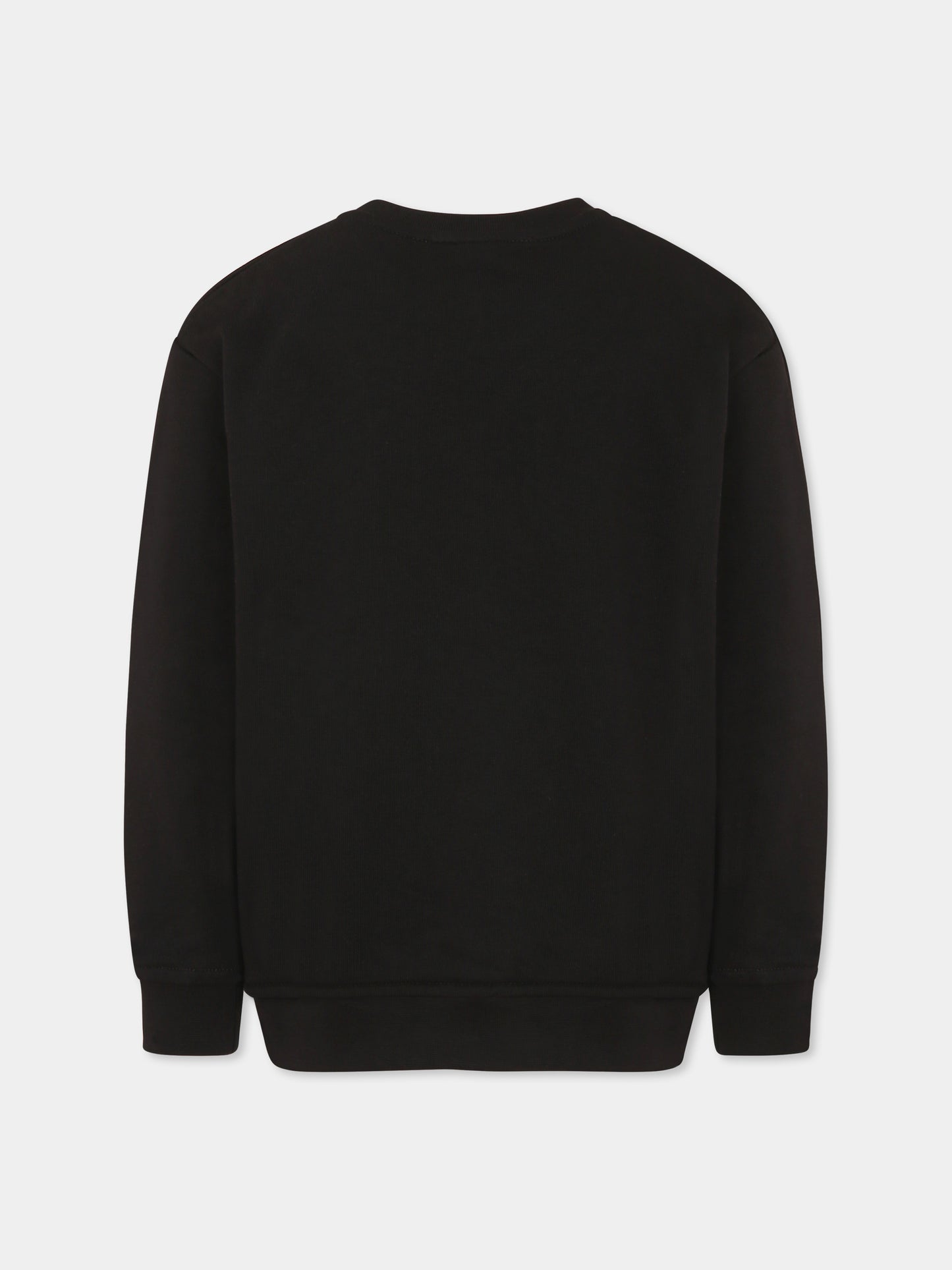 Felpa nera per bambino con scimmia e mostri maori,Mousse Kids,SKFG383B