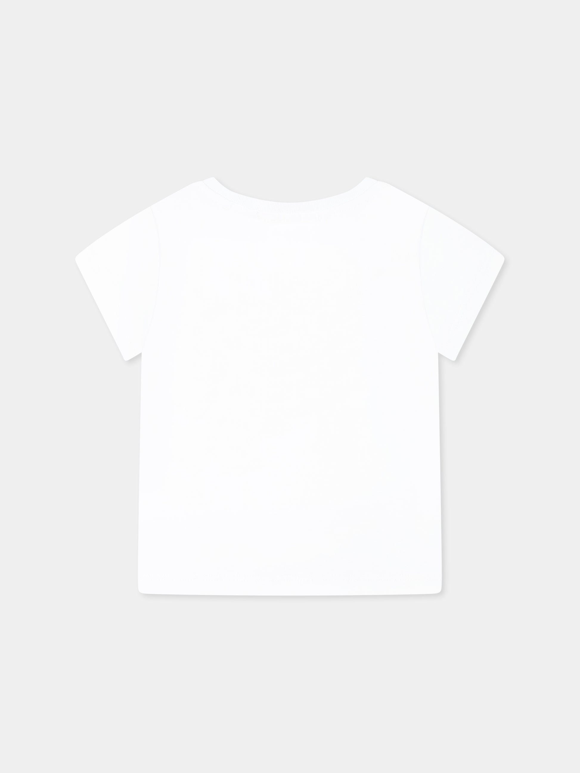 T-shirt bianca per neonato con scimmia e mostri maori,Mousse Kids,SKNTS383W