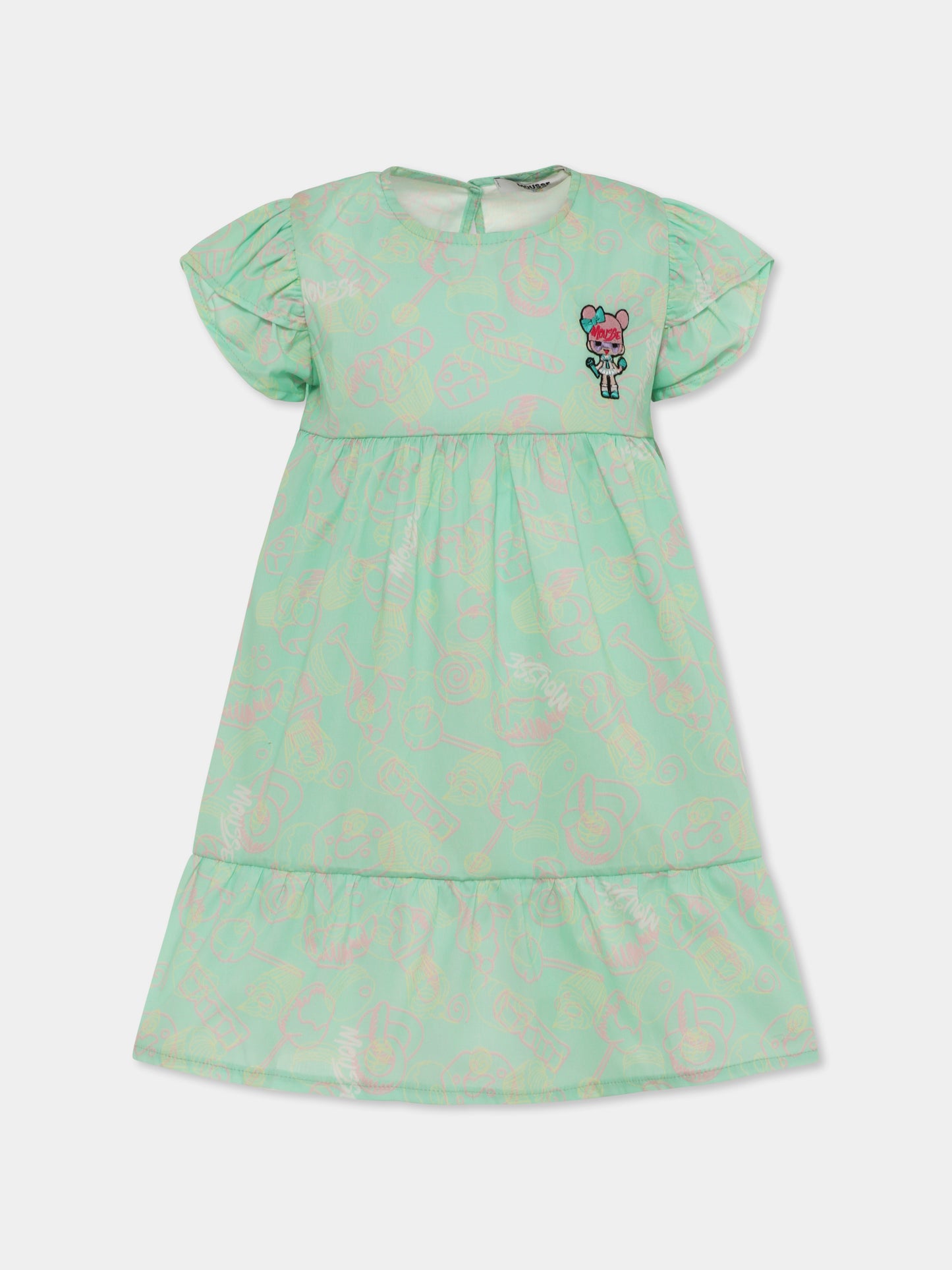 Robe verte pour fille avec poupée
