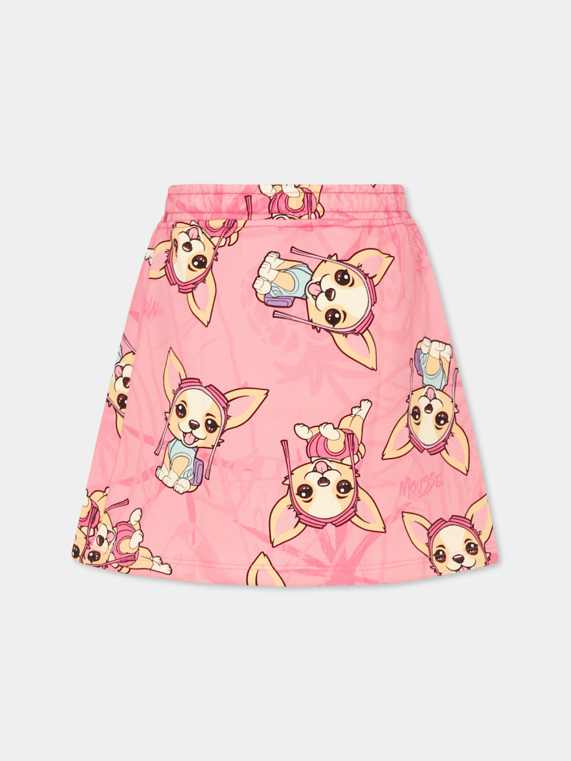 Gonna rosa per bambina con cane all over,Mousse Kids,SKG373