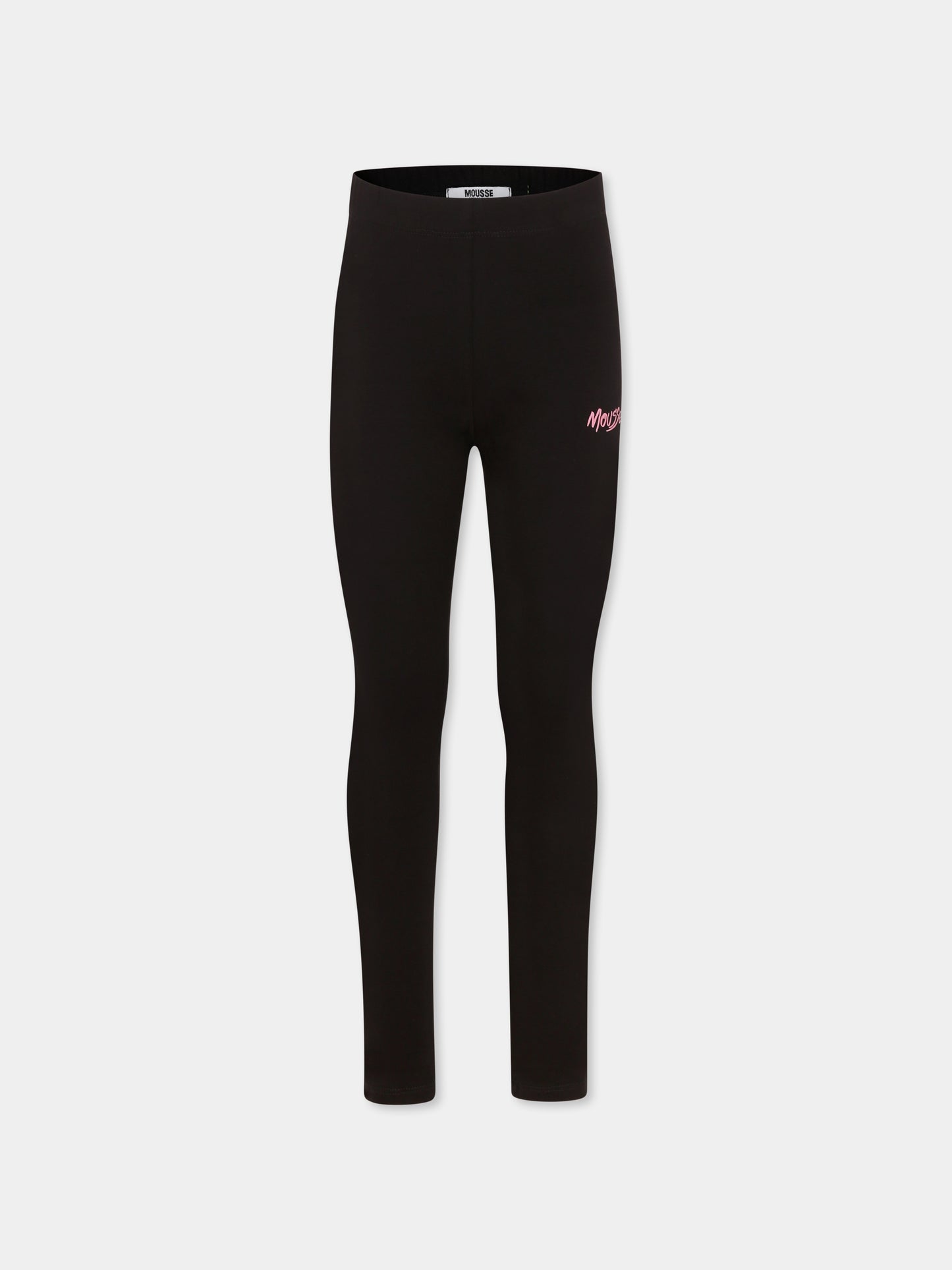 Legging neri per bambina con logo,Mousse Kids,SKLGB