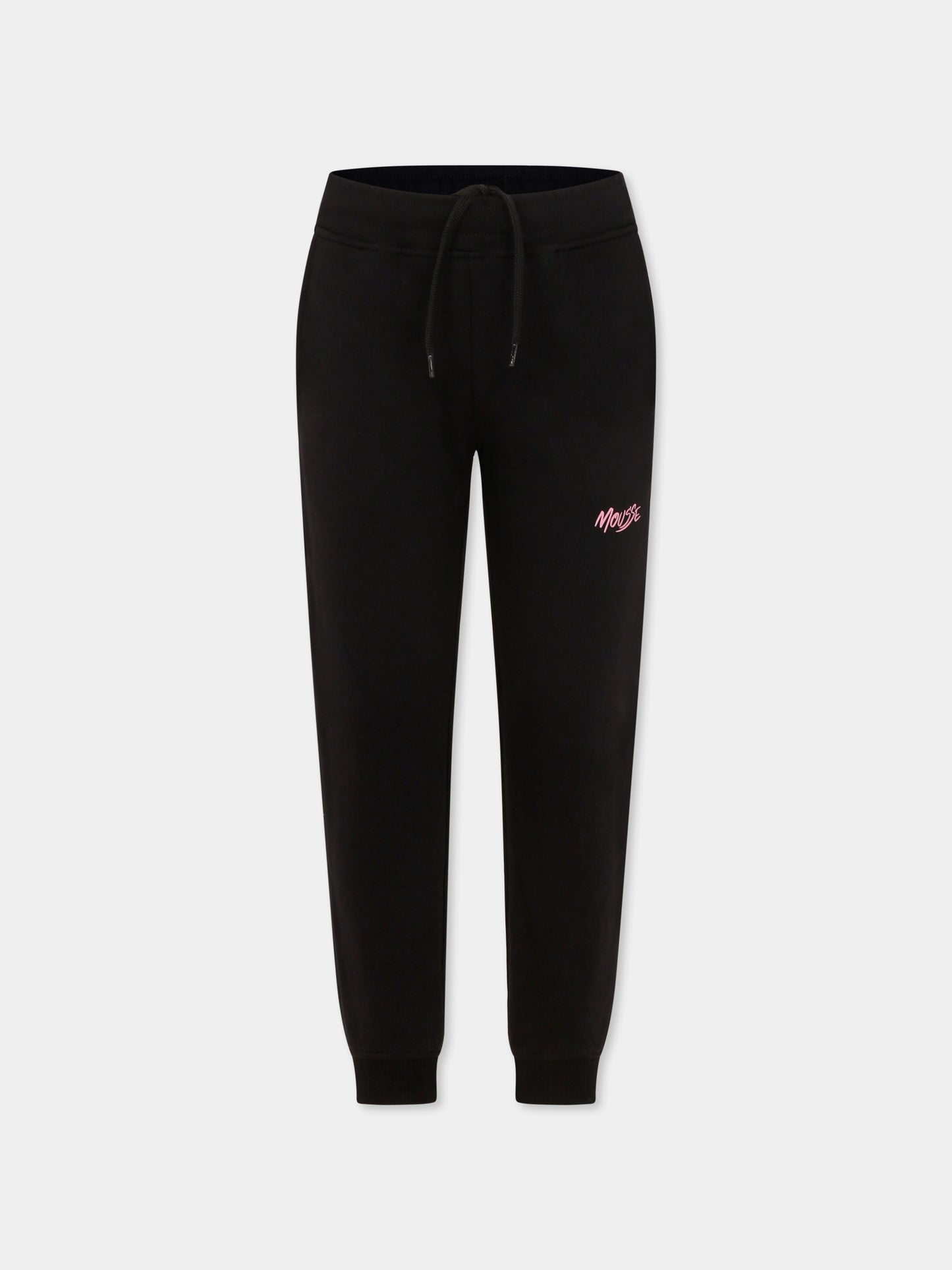 Pantaloni neri per bambina con logo,Mousse Kids,SKPFGB