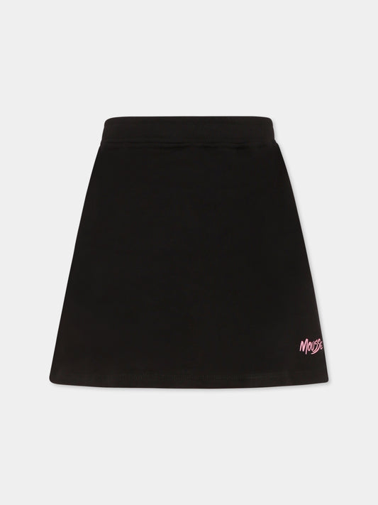 Gonna nera per bambina con logo,Mousse Kids,SKGGB