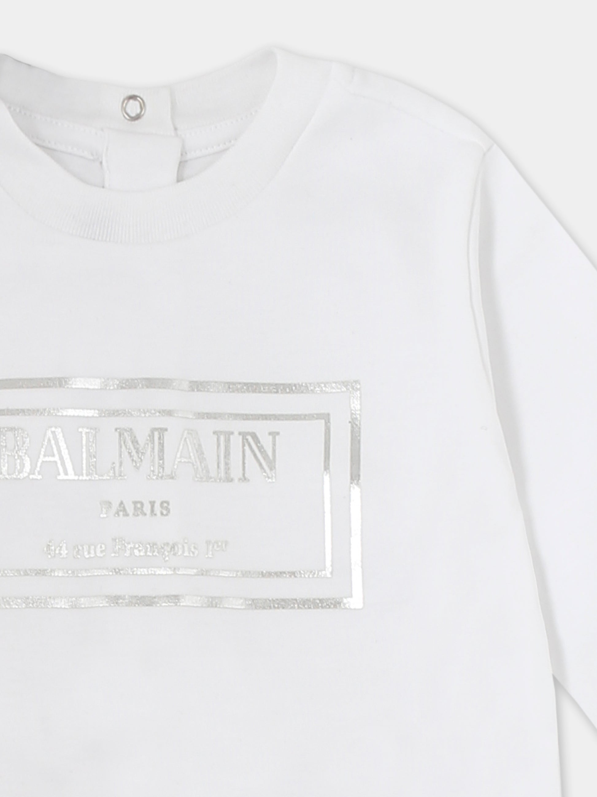 Set tutina bianco per neonati con logo,Balmain Kids,BTB610 Z1763 100AG