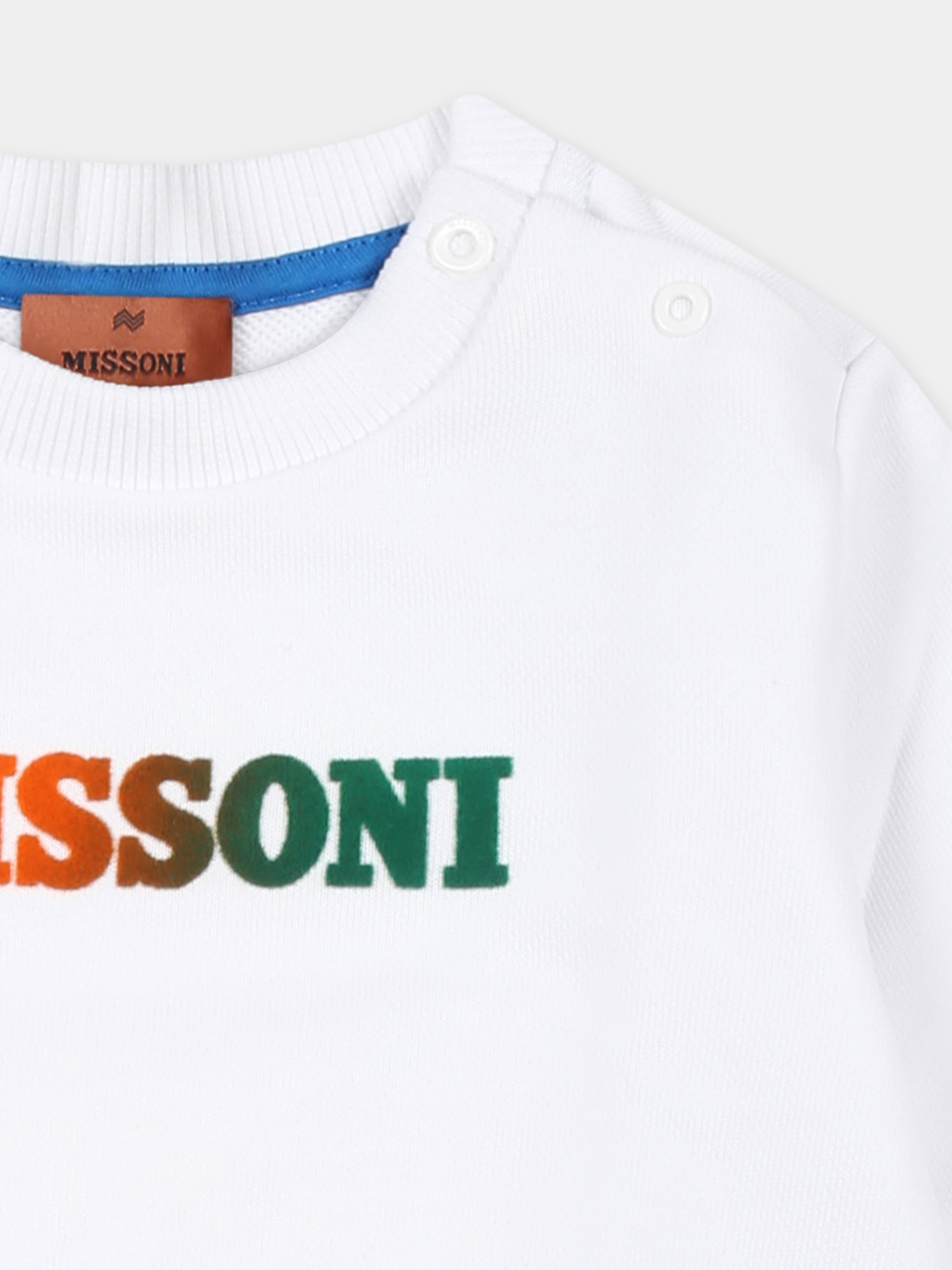 Felpa bianca per neonati con logo,Missoni,MT4500 Z0081 100