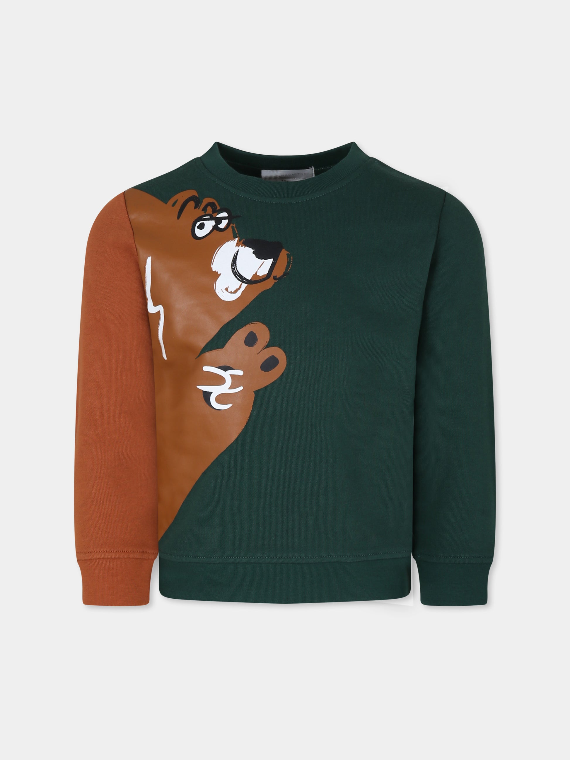 Felpa verde per bambino con orso,Stella Mccartney Kids,TT4P90 Z0447 719