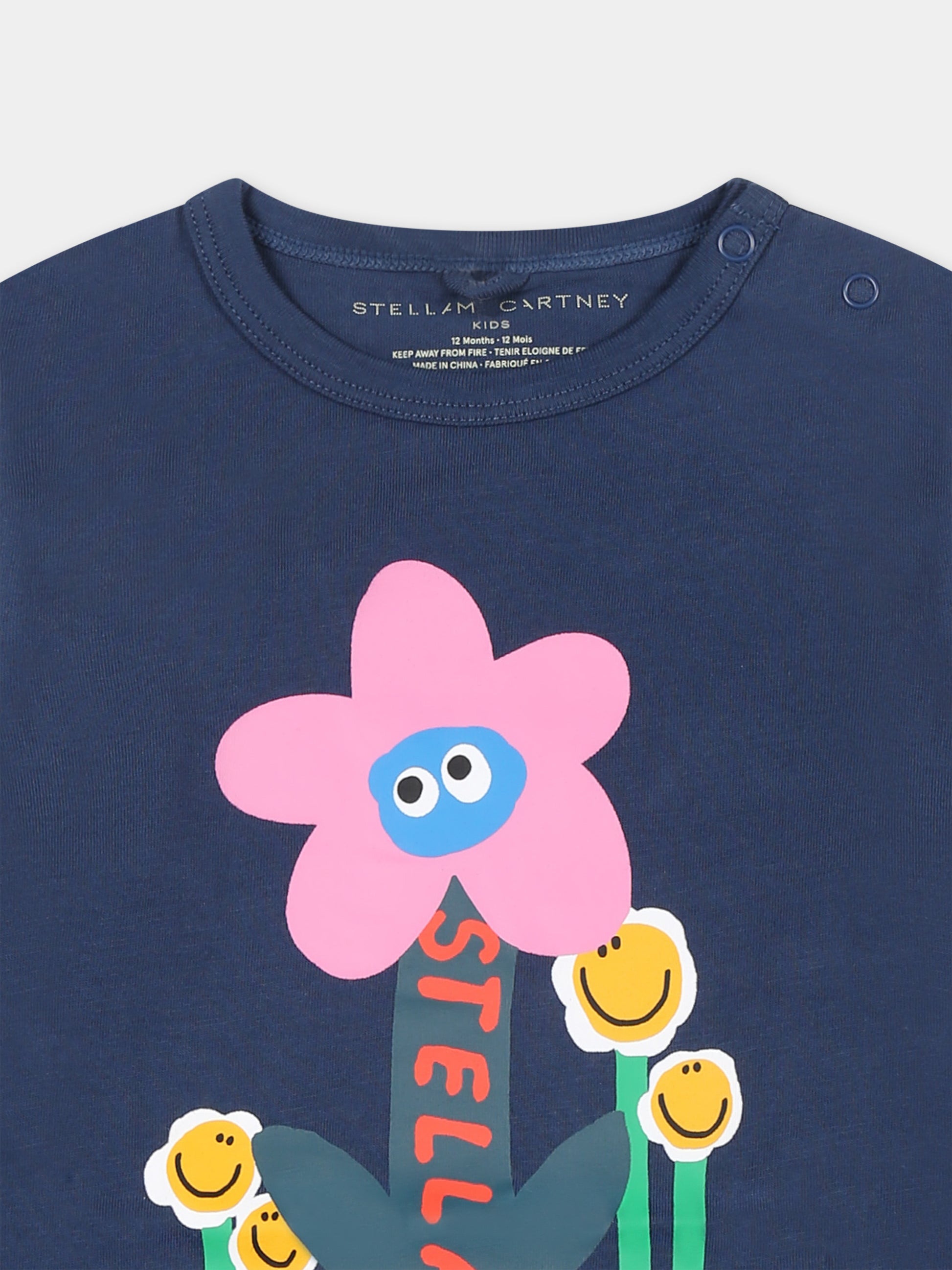 T-shirt verde per neonata con fiori,Stella Mccartney Kids,TT8030 Z0434 618