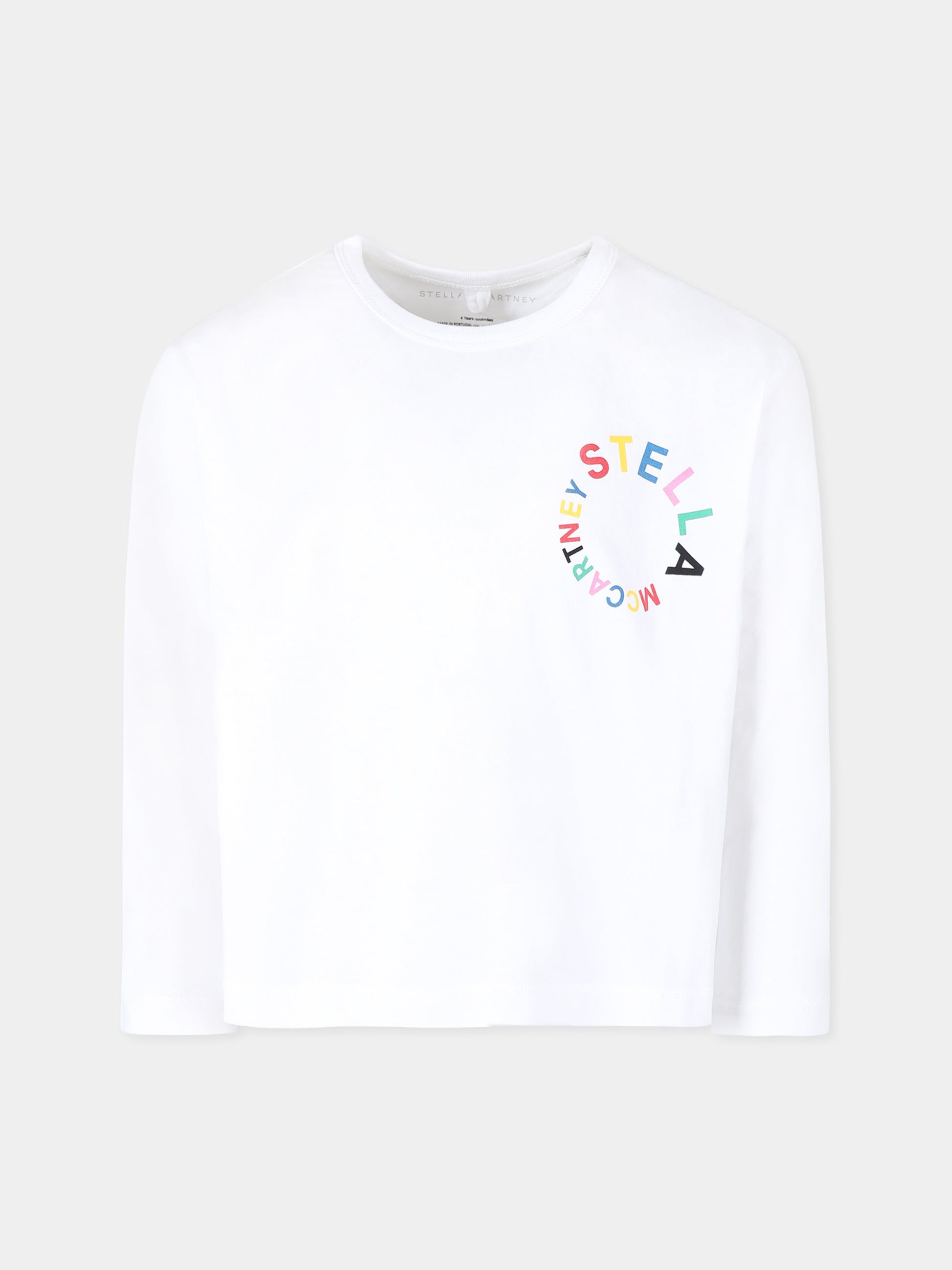 T-shirt bianca per bambina con logo,Stella Mccartney Kids,TT8C70 Z0434 100